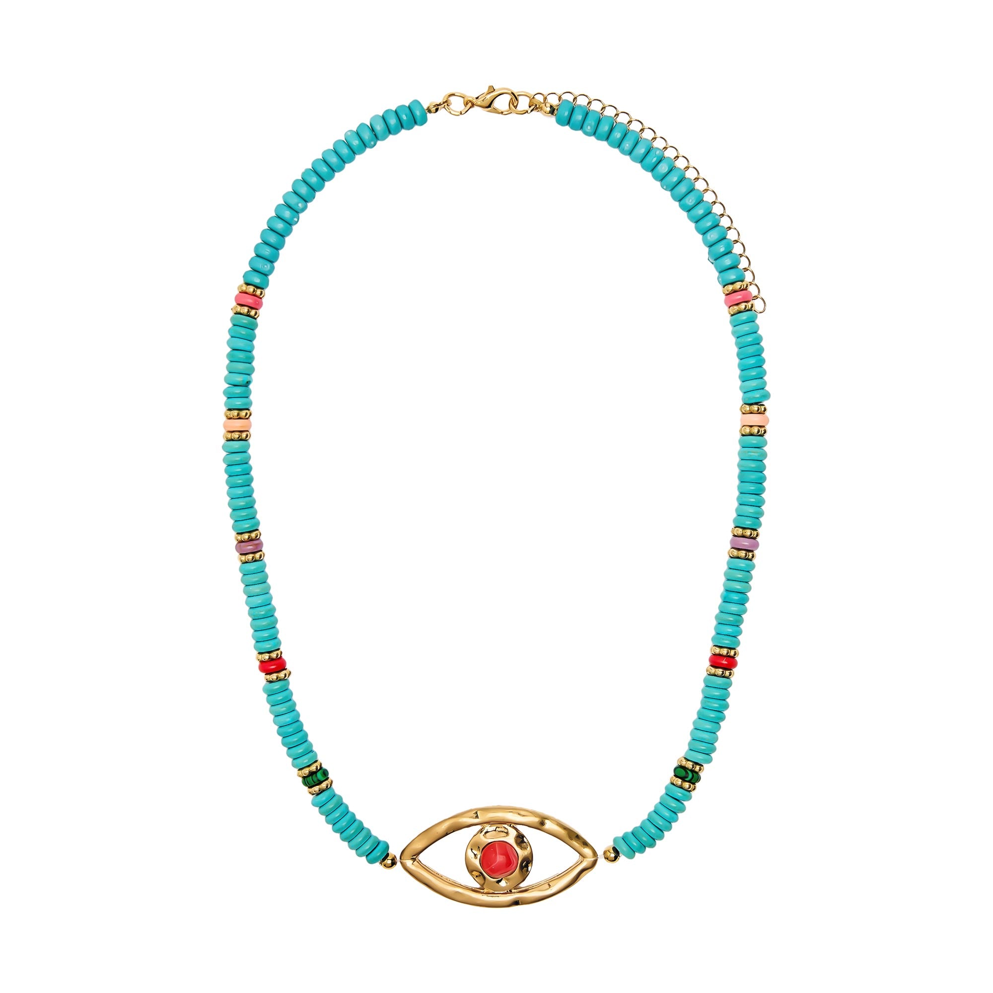 Collar Con Piedras Y Colgante Ojo