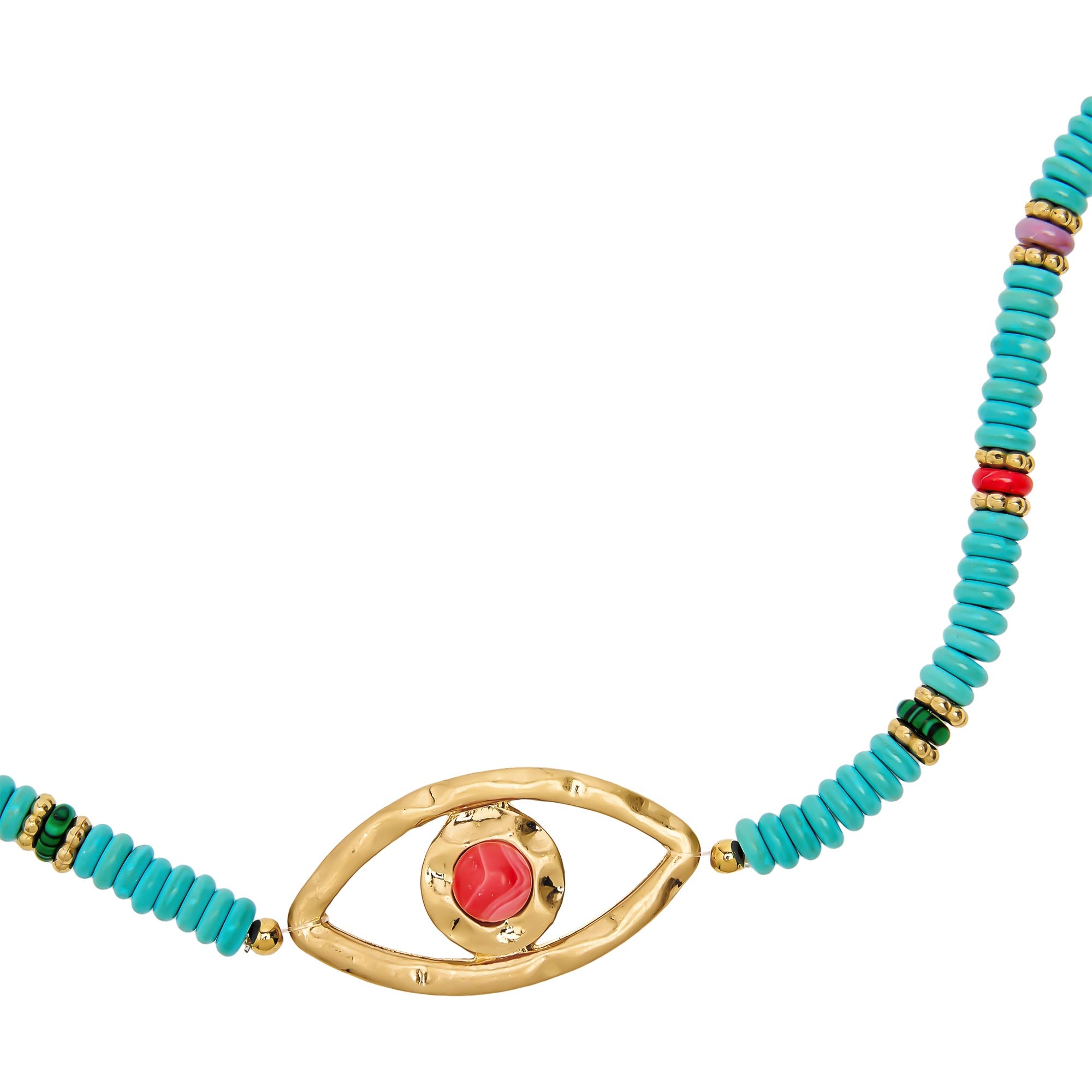 Collar Con Piedras Y Colgante Ojo