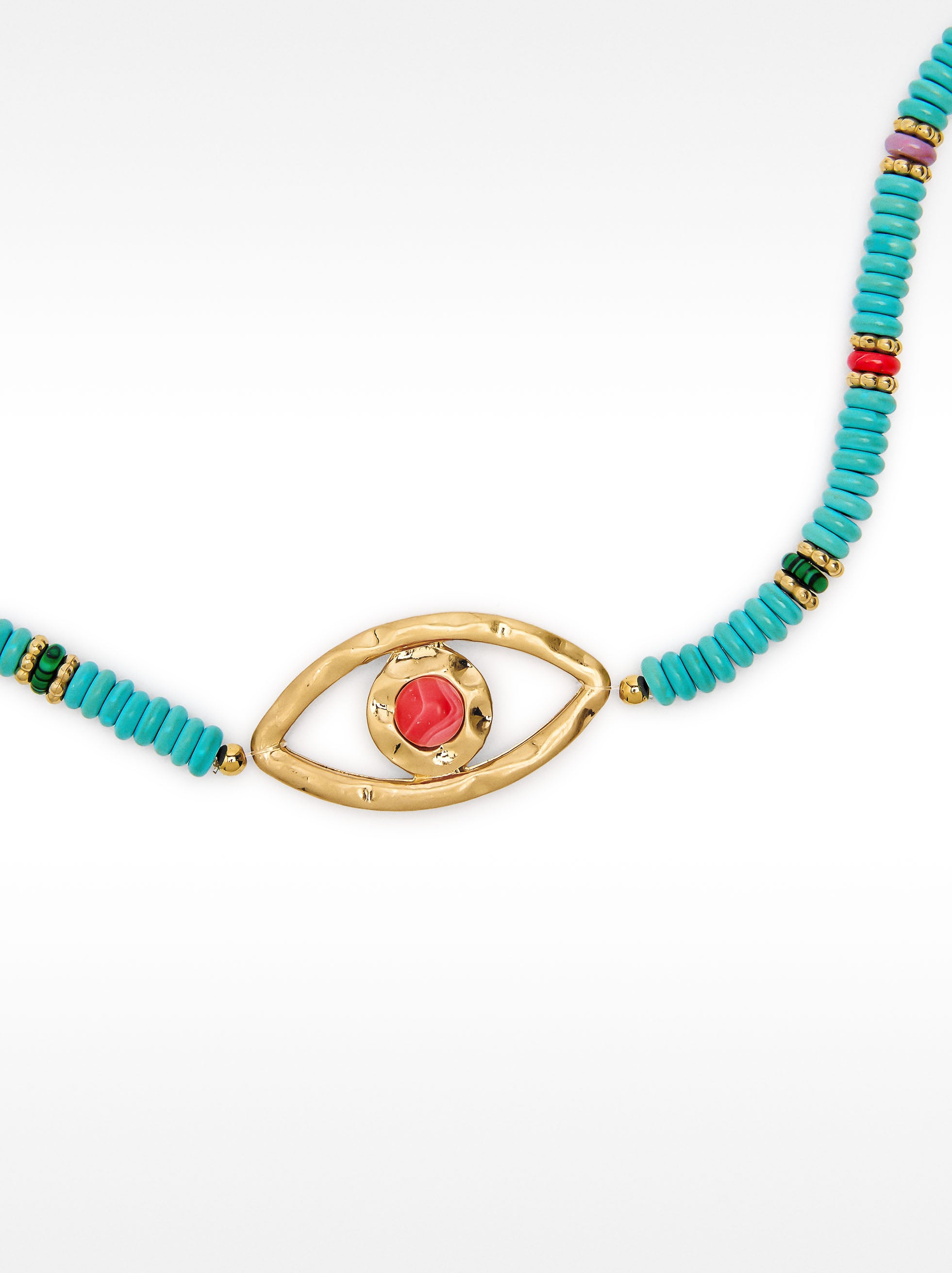 Collar Con Piedras Y Colgante Ojo