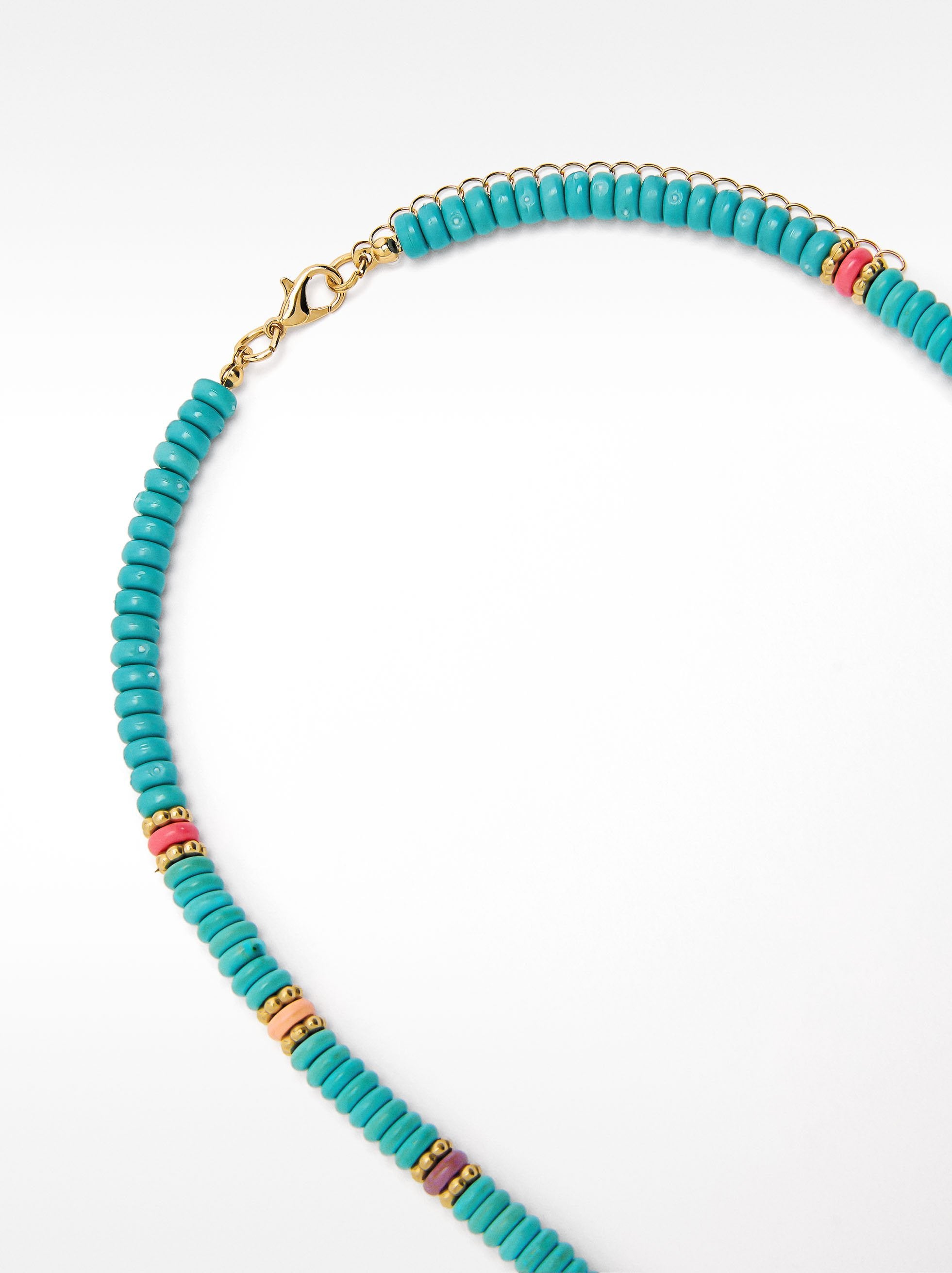 Collar Con Piedras Y Colgante Ojo