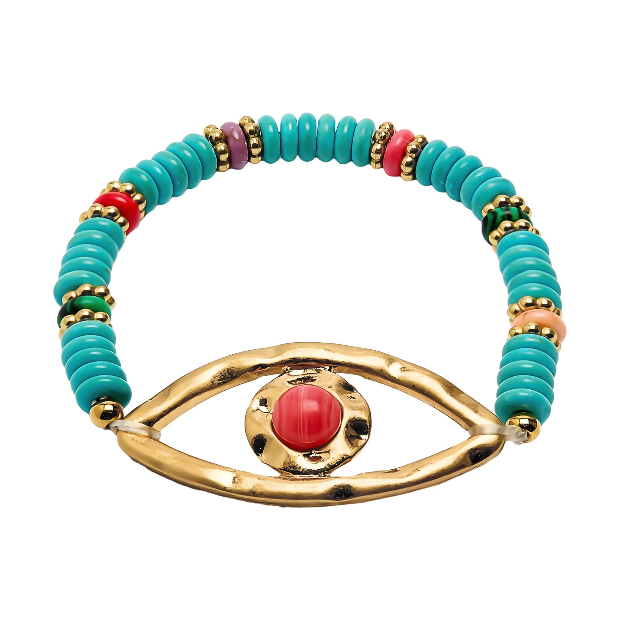 Pulsera Con Piedras Y Colgante Ojo