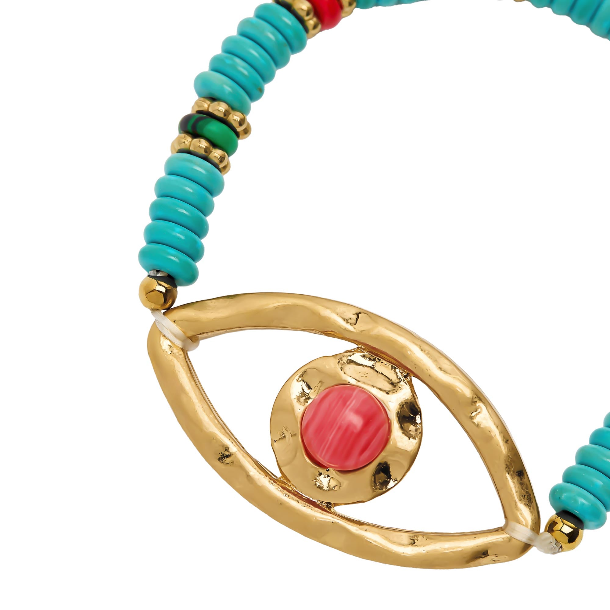 Pulsera Con Piedras Y Colgante Ojo