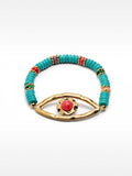 Pulsera Con Piedras Y Colgante Ojo