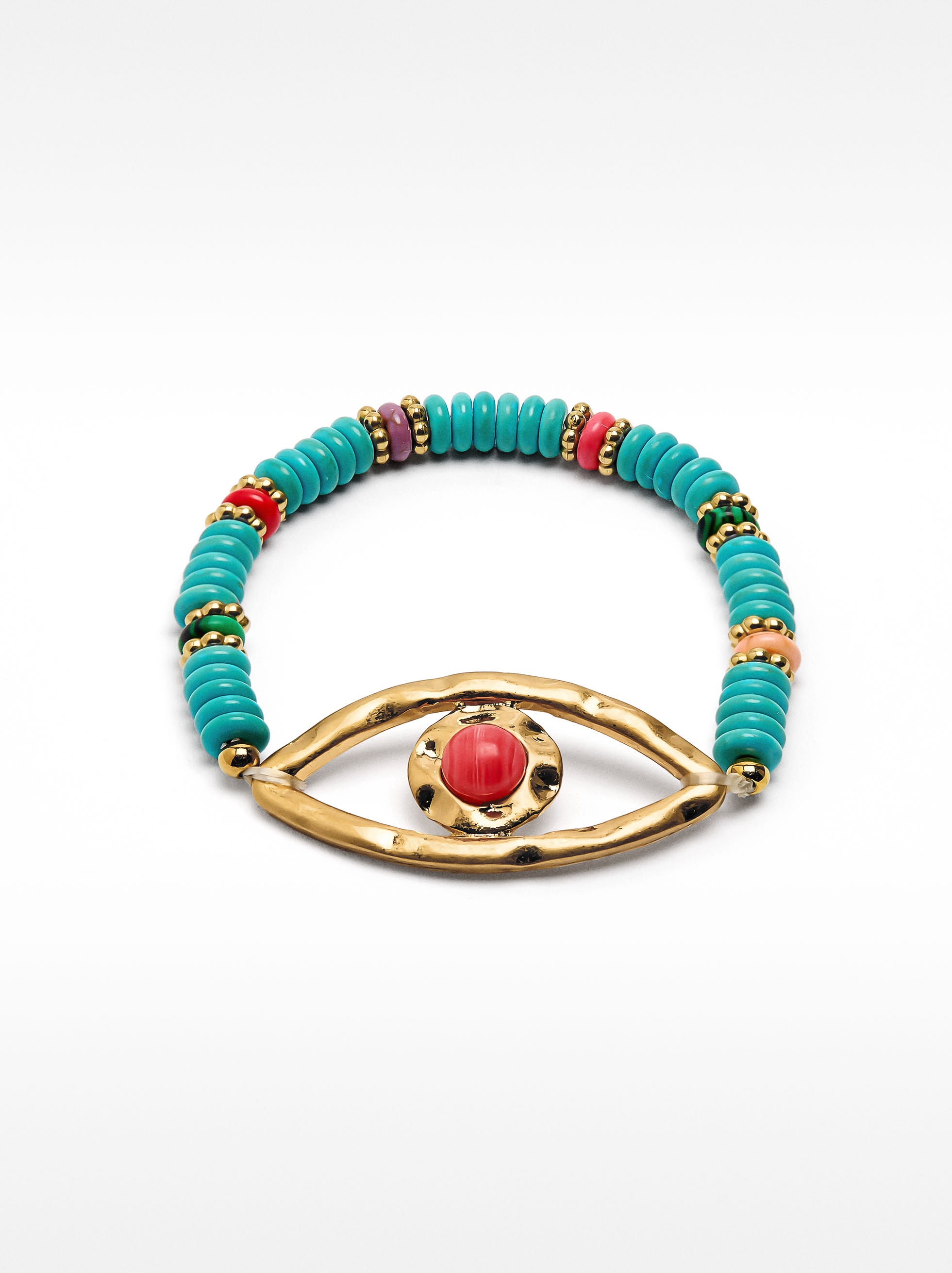 Pulsera Con Piedras Y Colgante Ojo