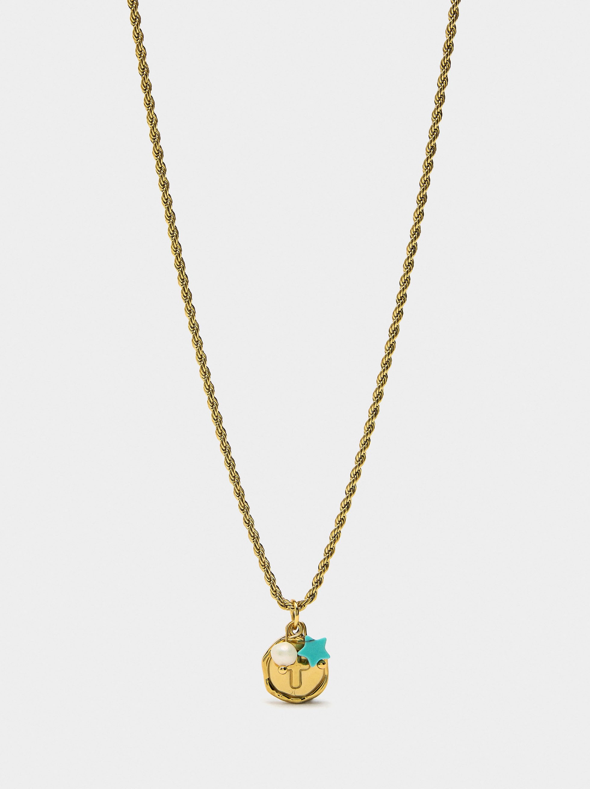 Collar Con Piedra Y Perla De Agua Dulce – Acero Inoxidable