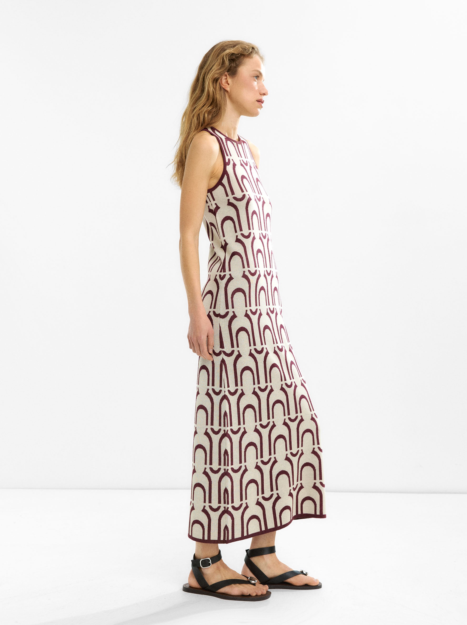 Vestido Largo De Punto Jacquard