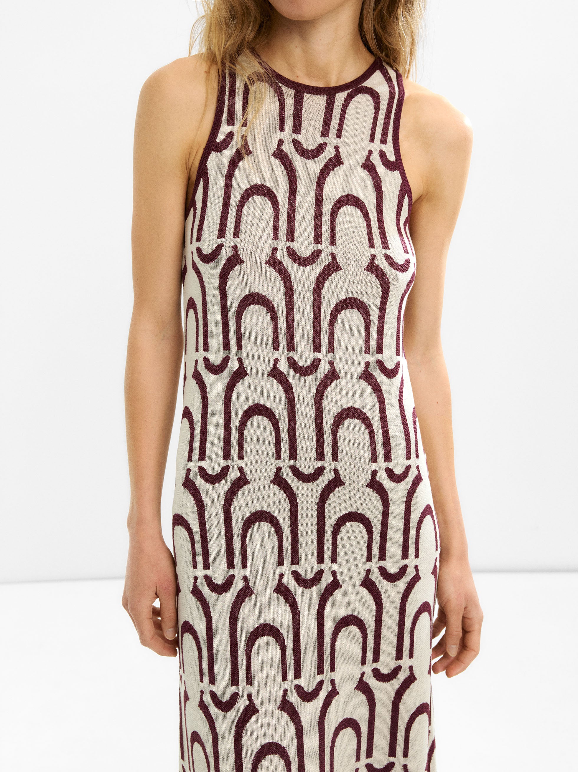 Vestido Largo De Punto Jacquard