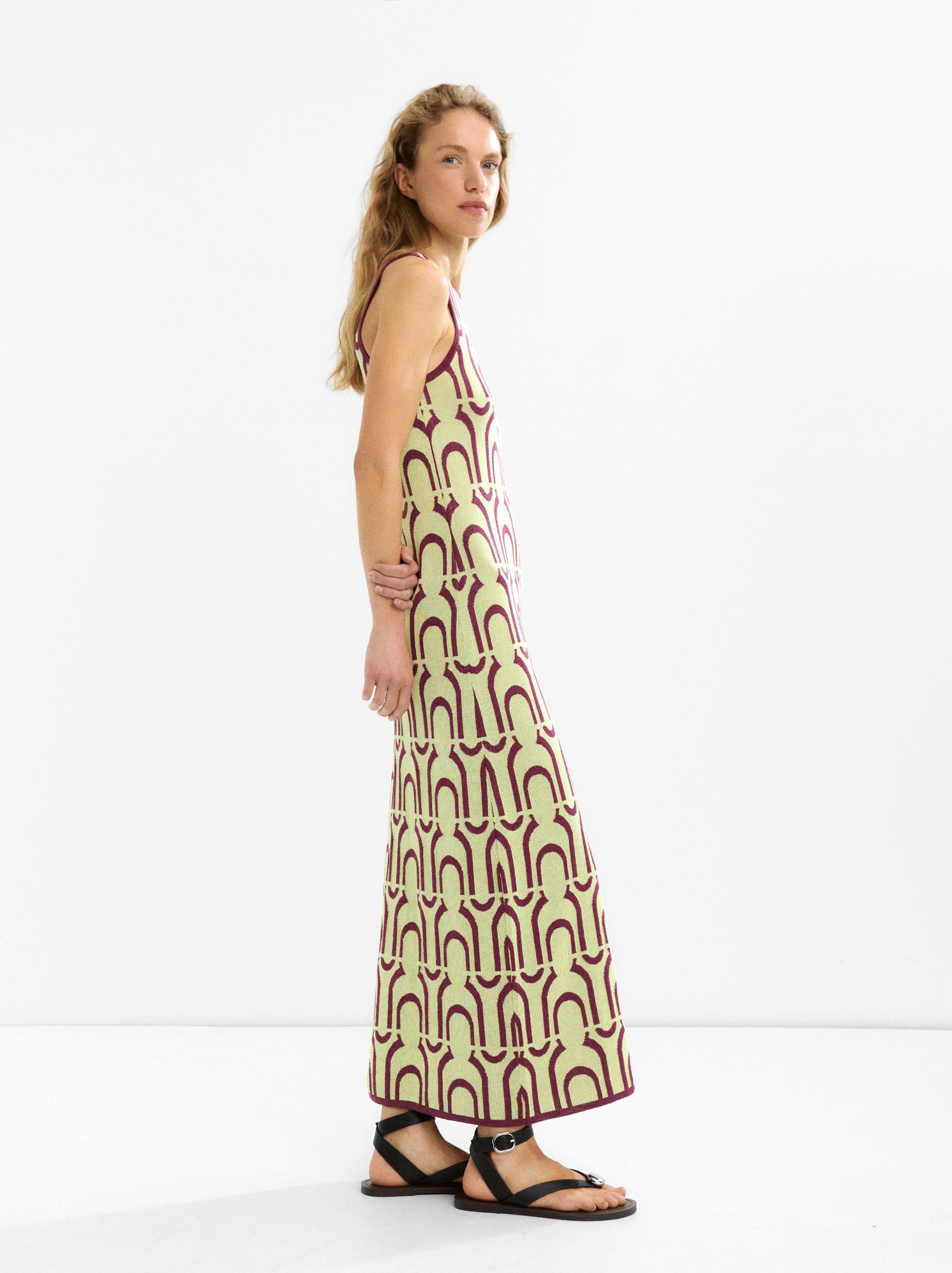 Vestido Largo De Punto Jacquard