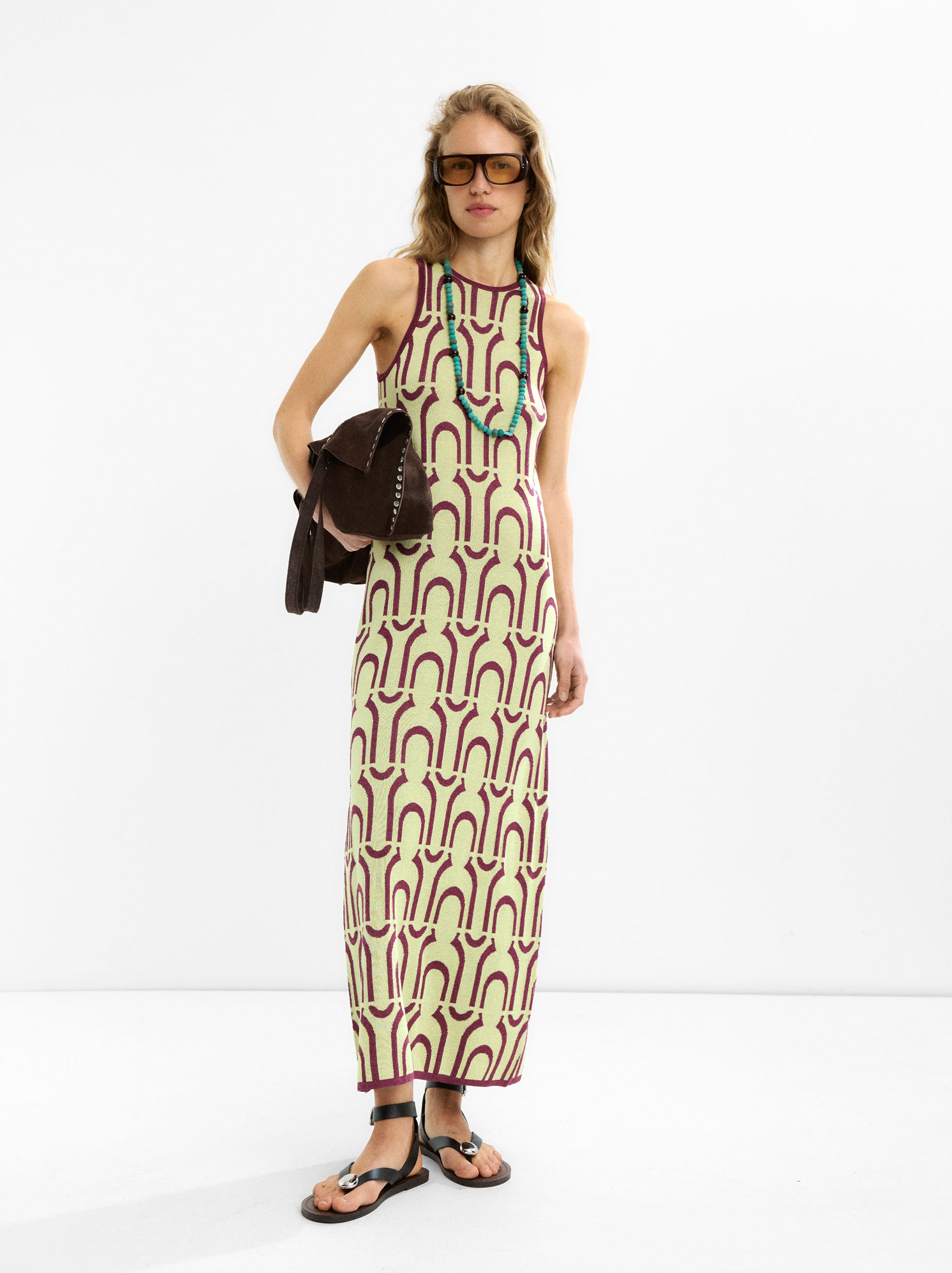 Vestido Largo De Punto Jacquard