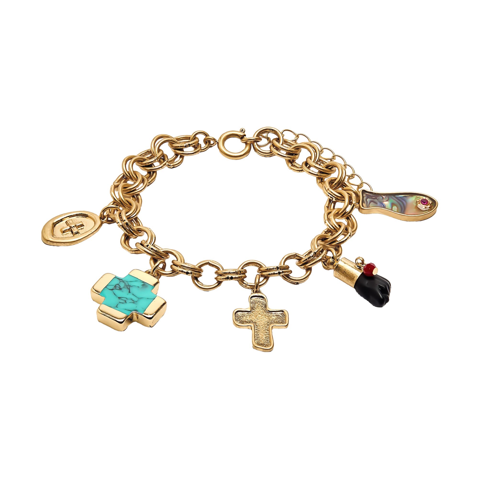 Pulsera De Eslabones Con Charms