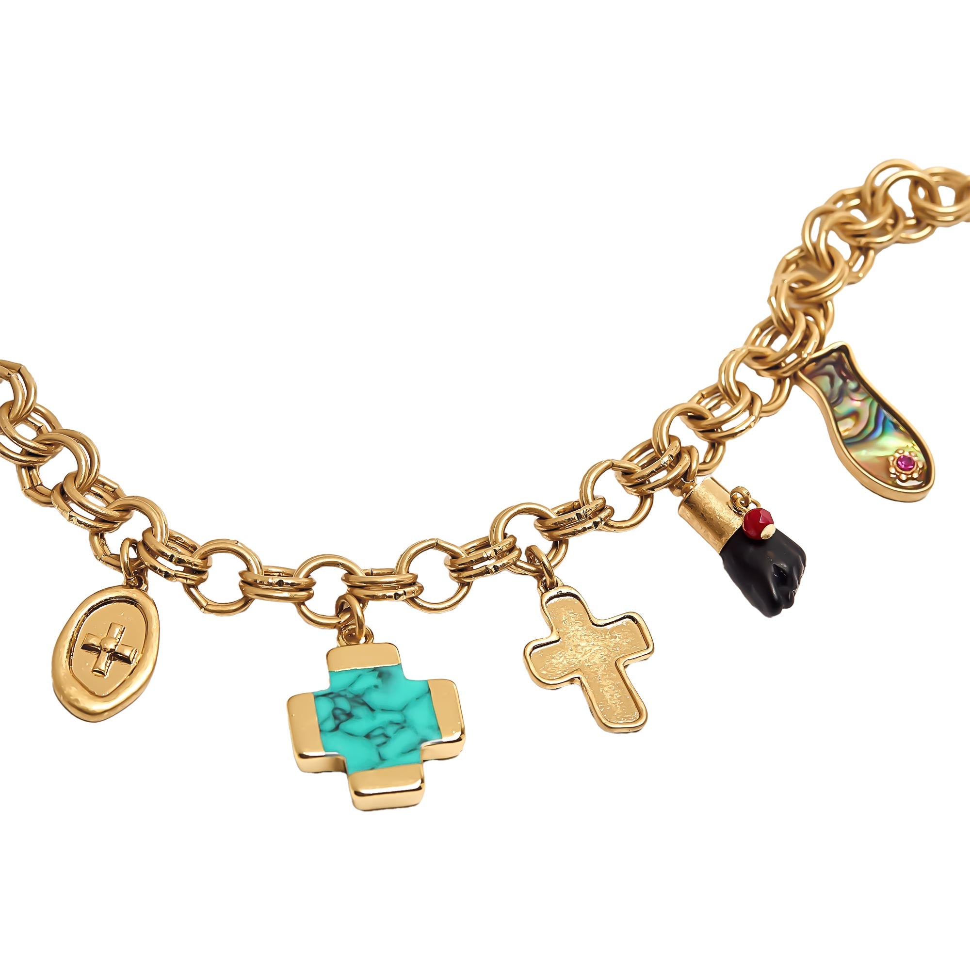 Pulsera De Eslabones Con Charms