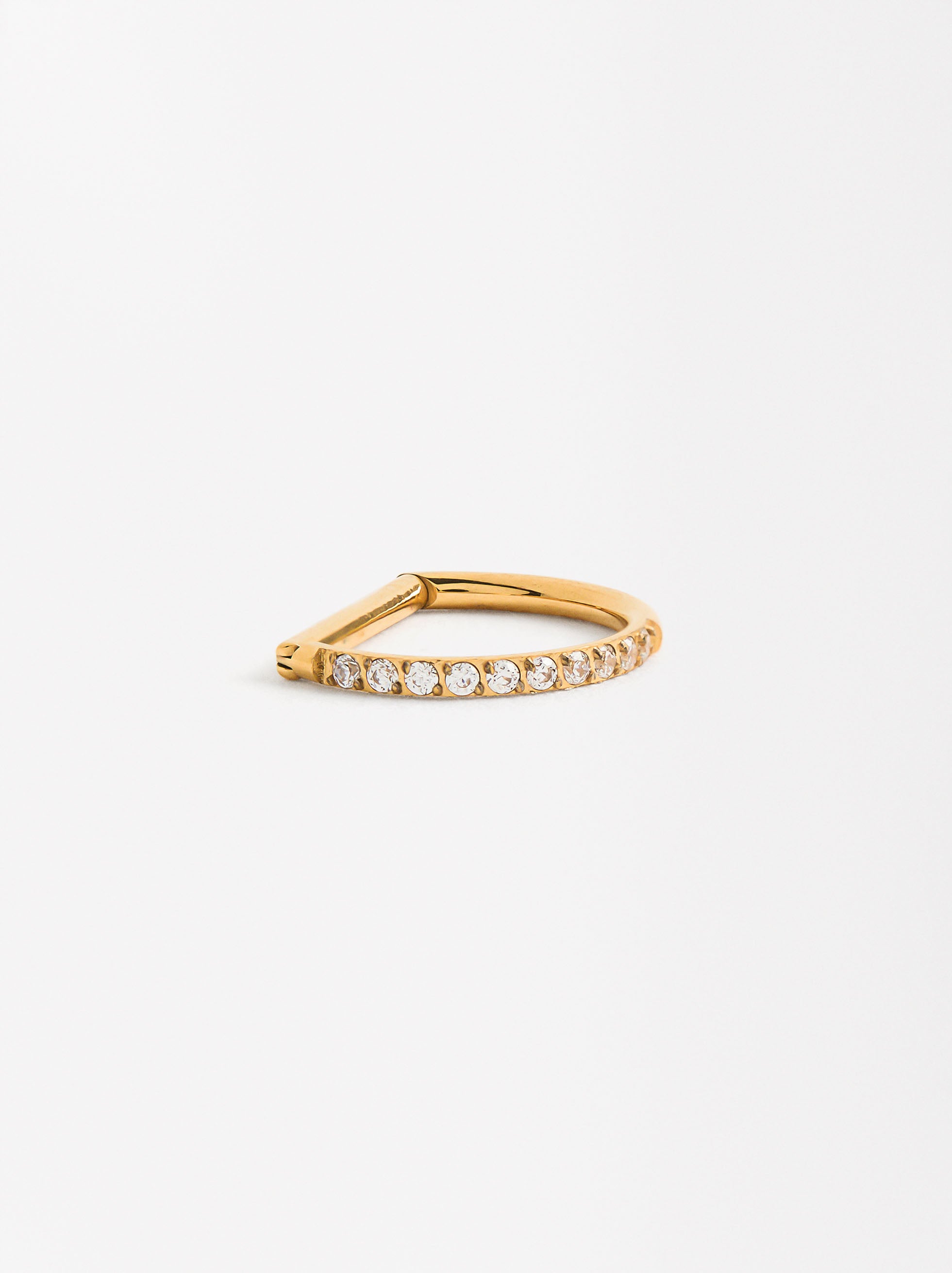 Piercing Medio Círculo Con Circonitas - Acero Inoxidable