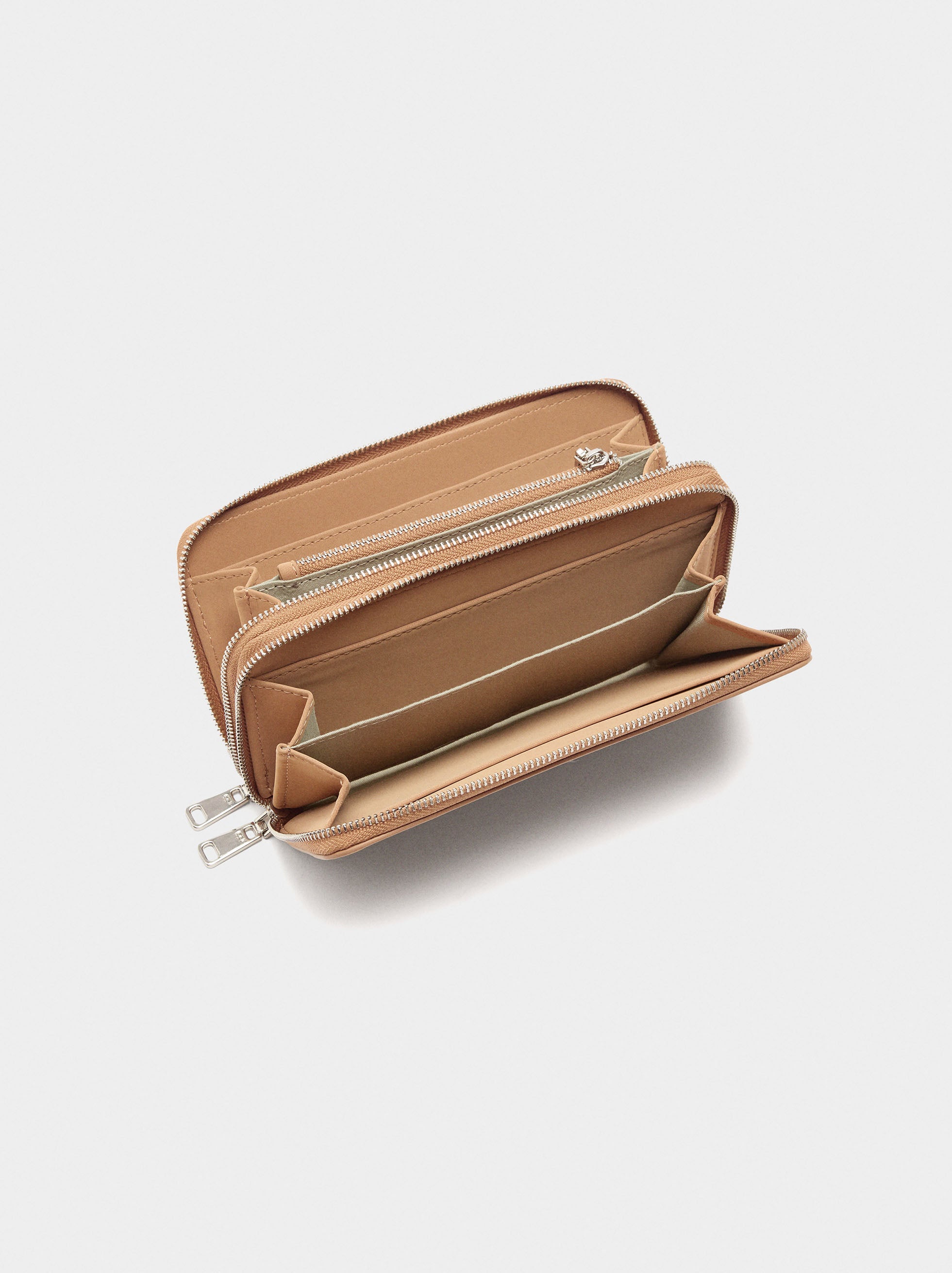 Cartera De Textura Suave Con Cremallera