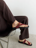 Sandalias De Piel Con Tiras Y Hebilla