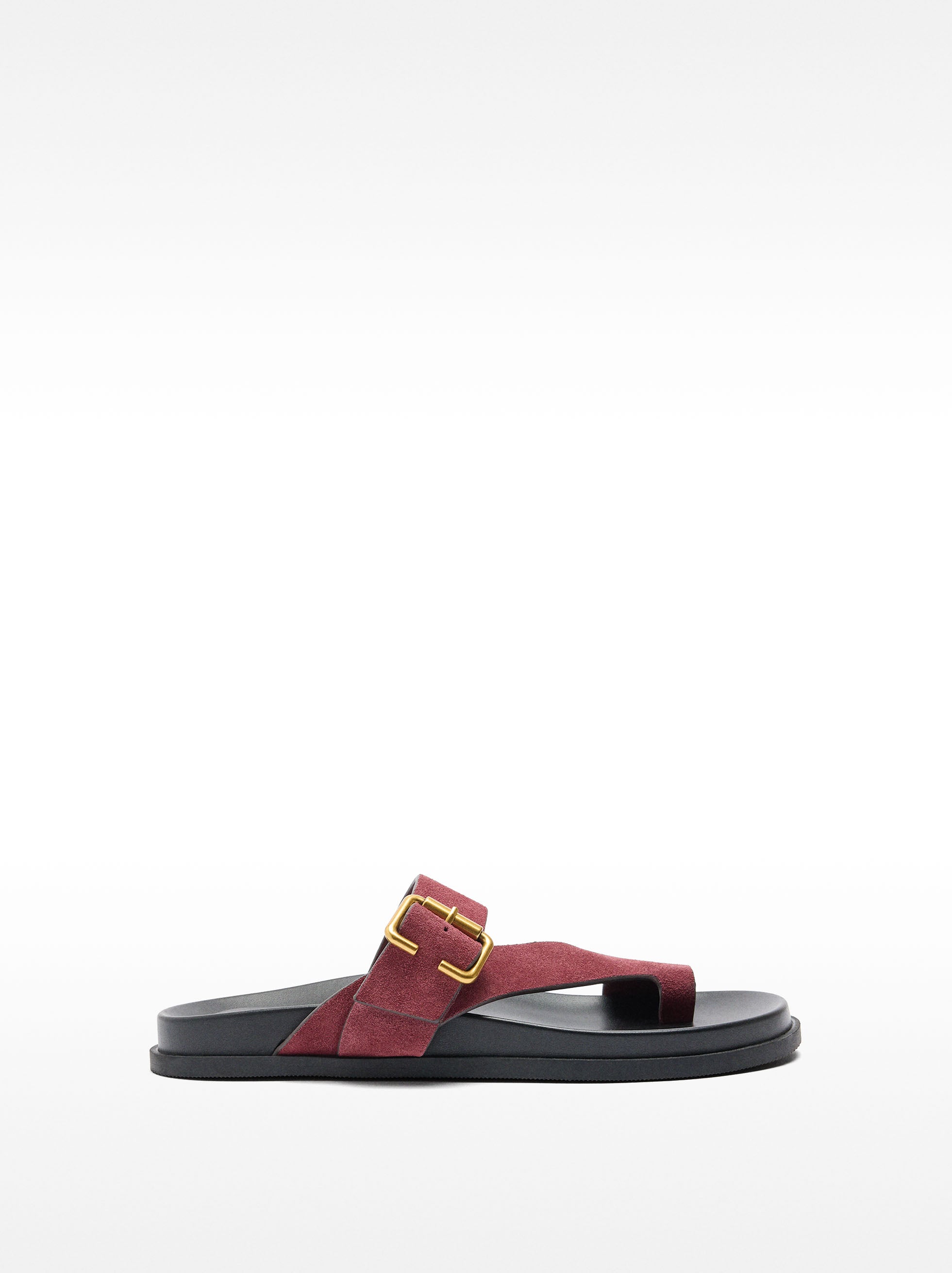 Sandalias De Piel Con Tiras Y Hebilla