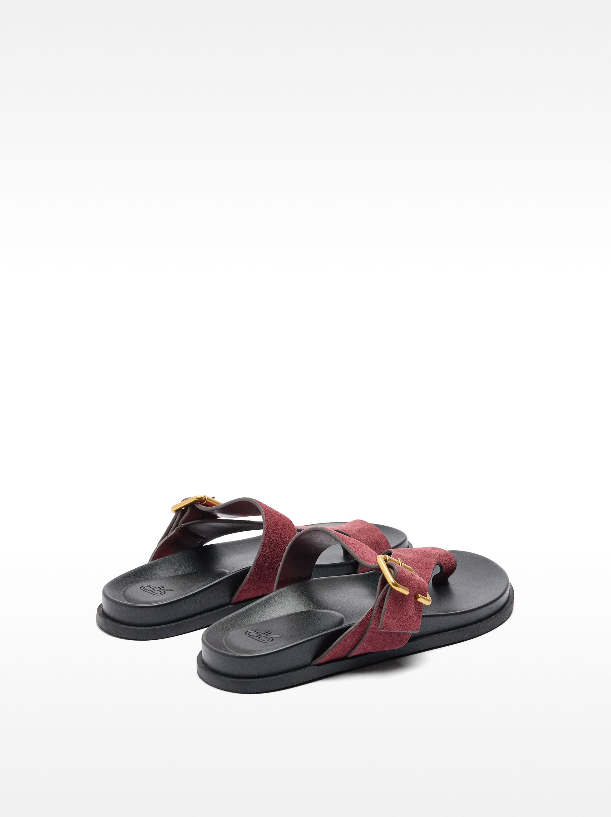 Sandalias De Piel Con Tiras Y Hebilla
