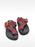 Sandalias De Piel Con Tiras Y Hebilla