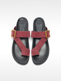 Sandalias De Piel Con Tiras Y Hebilla