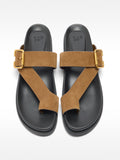 Sandalias De Piel Con Tiras Y Hebilla