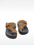 Sandalias De Piel Con Tiras Y Hebilla