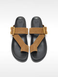 Sandalias De Piel Con Tiras Y Hebilla