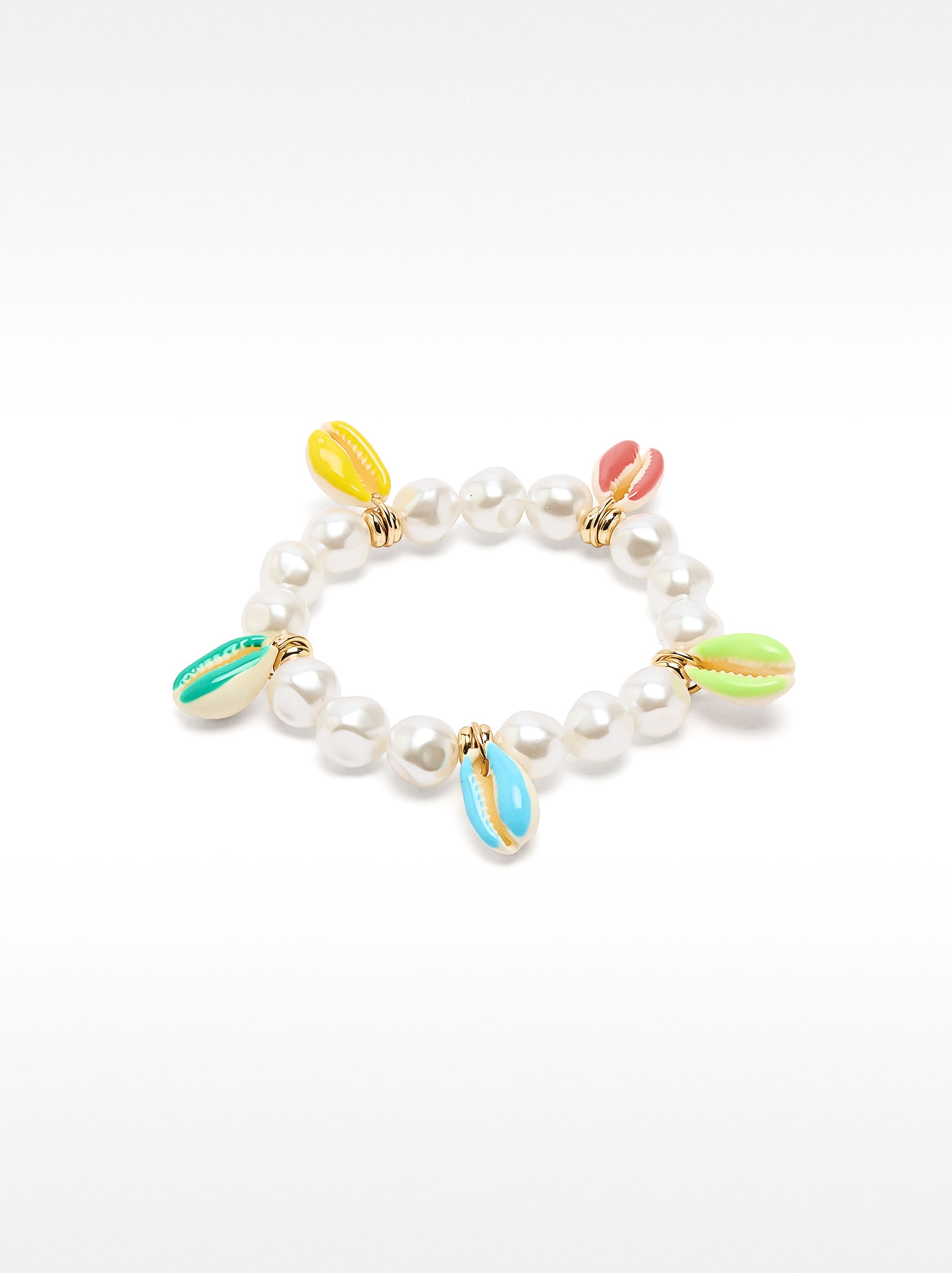 Pulsera Elástica Multicolor Con Conchas Esmaltadas