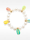 Pulsera Elástica Multicolor Con Conchas Esmaltadas