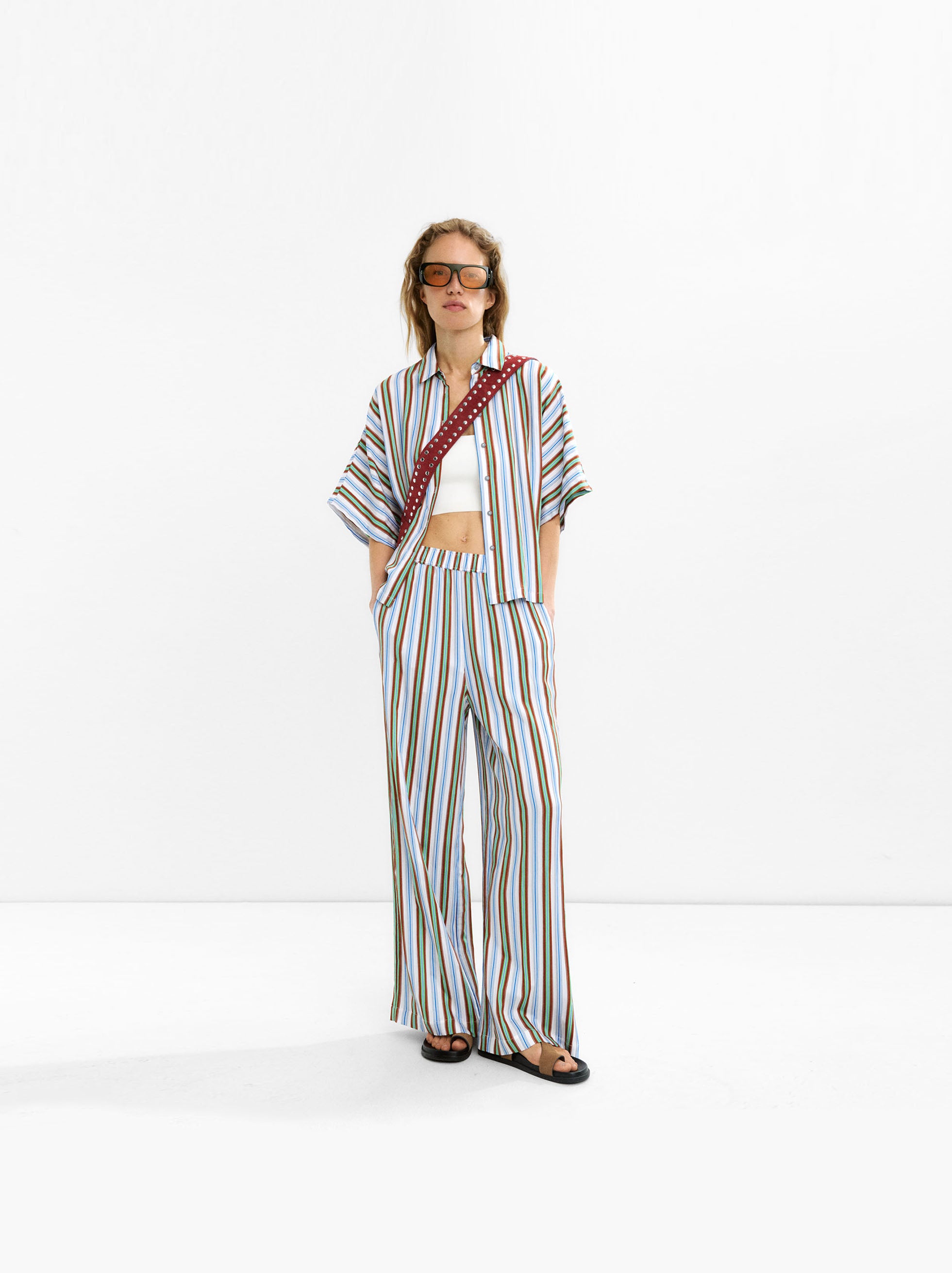 Pantalón Fluido De Rayas