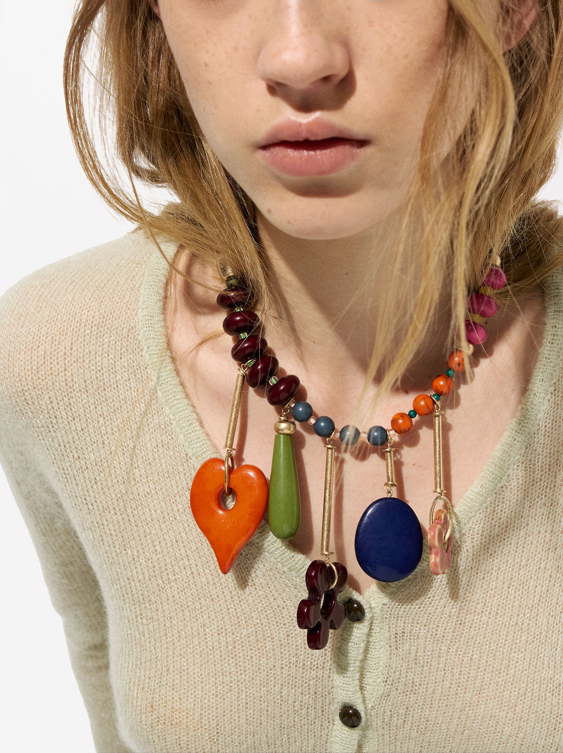 Collar Con Cerámica Y Piedras