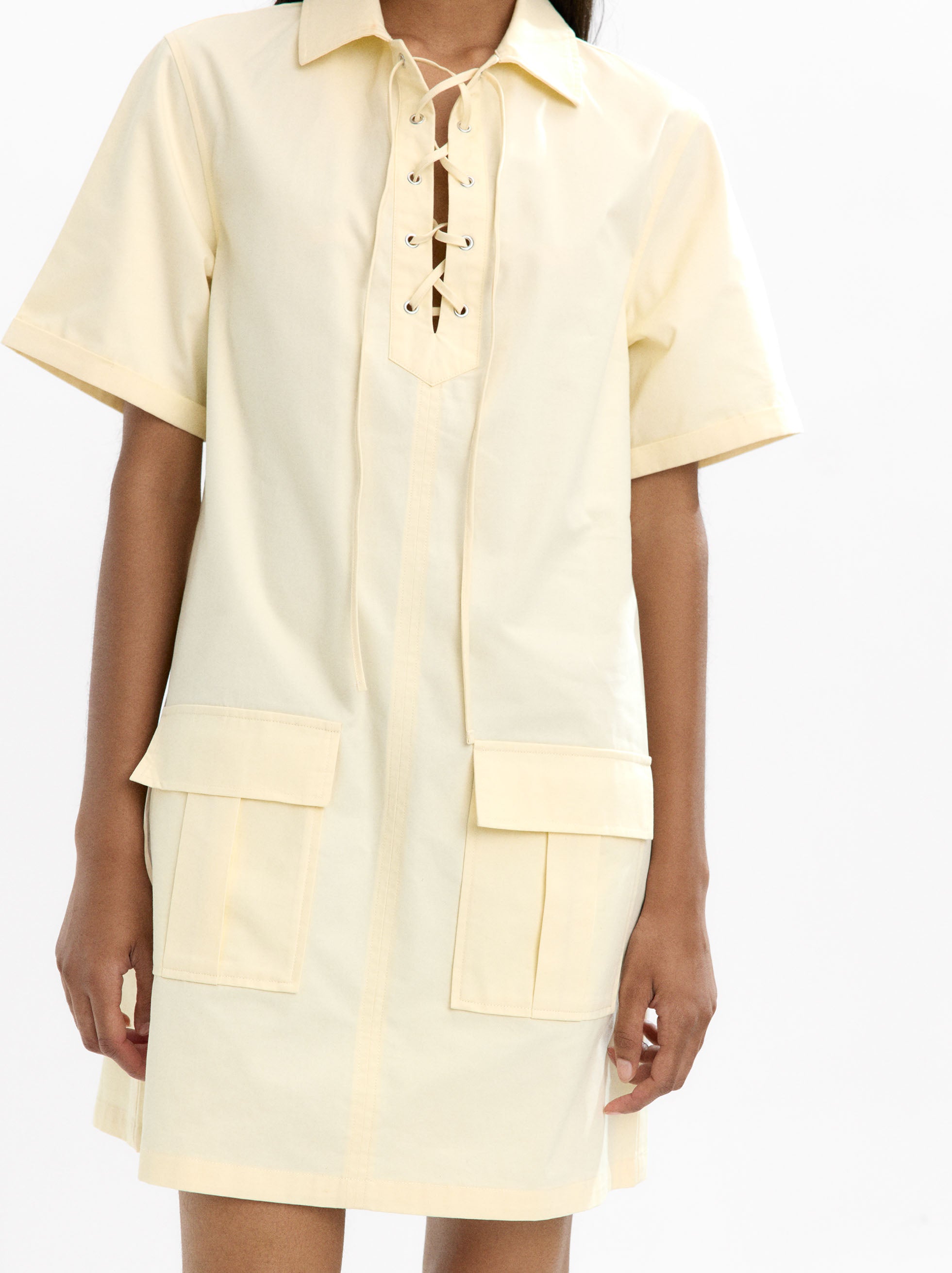 Vestido Camisero Con Bolsillos 100% Algodón