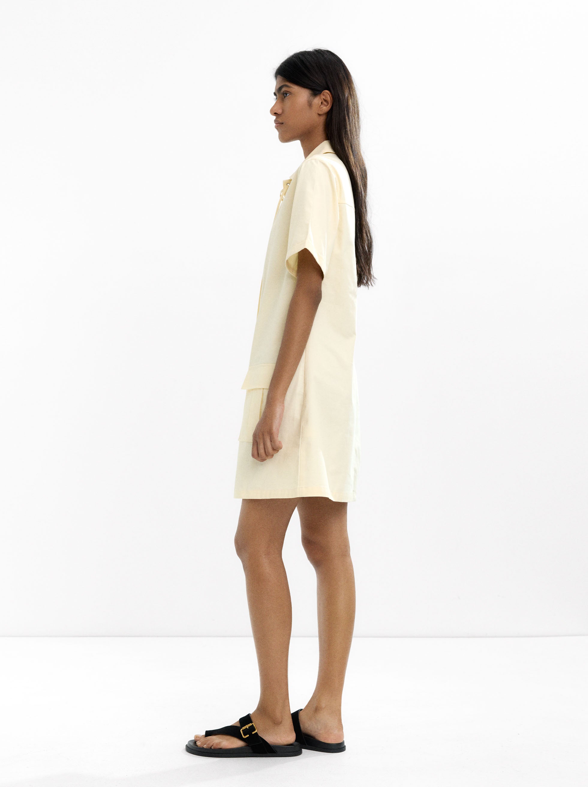 Vestido Camisero Con Bolsillos 100% Algodón