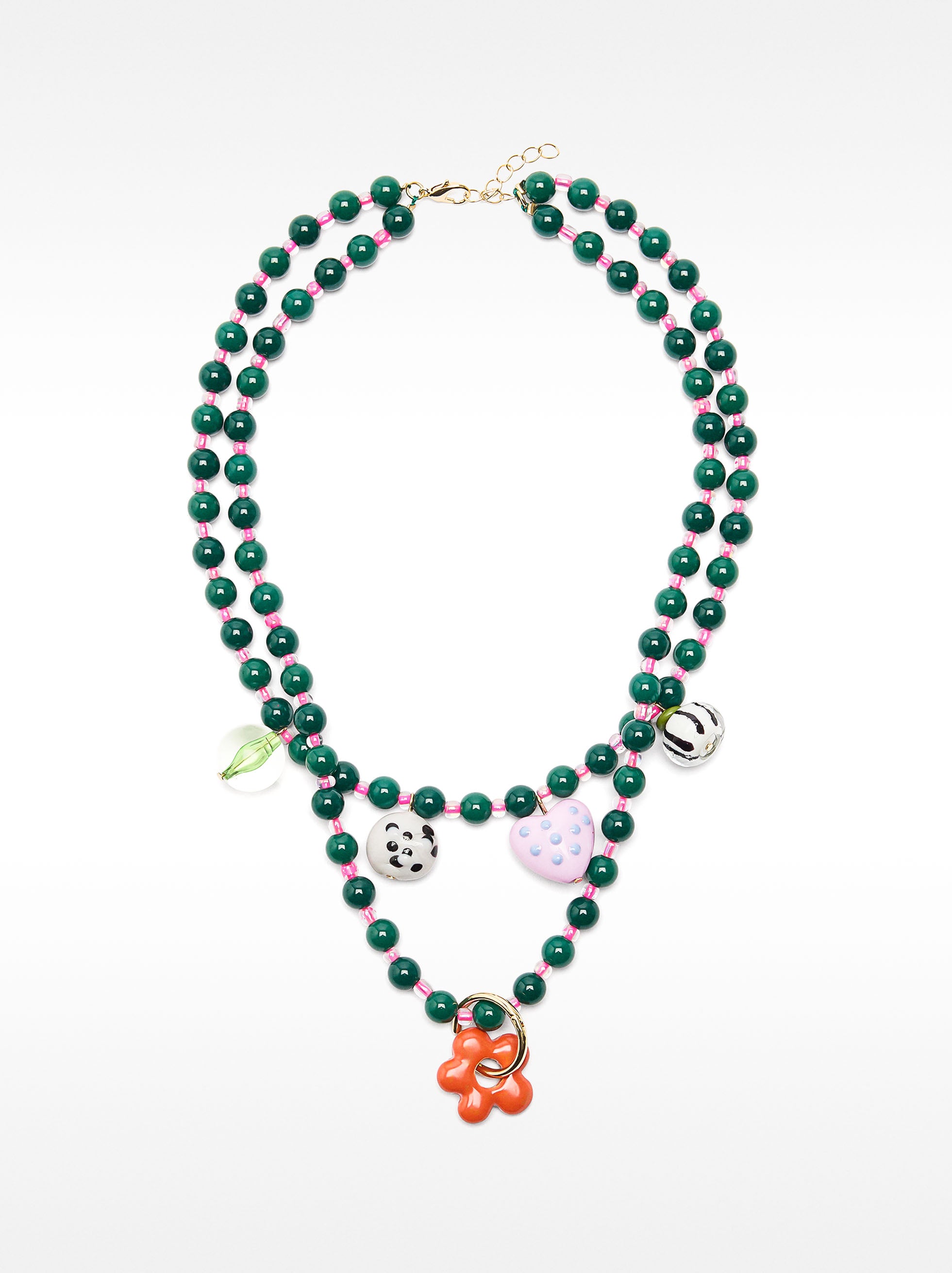 Collar Doble Con Cuentas Y Esmaltado