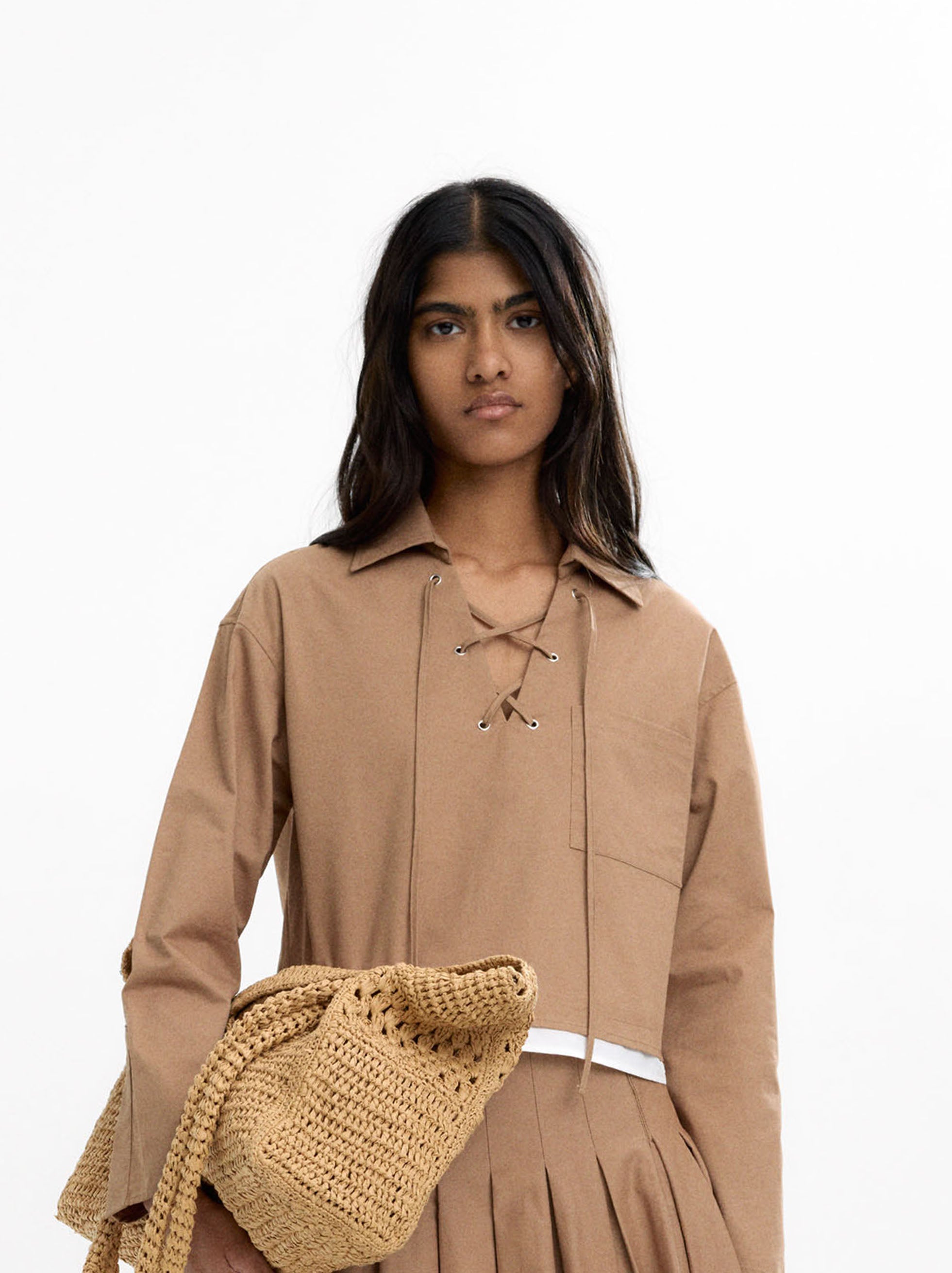 Blusa Con Bolsillo De 100% Algodón