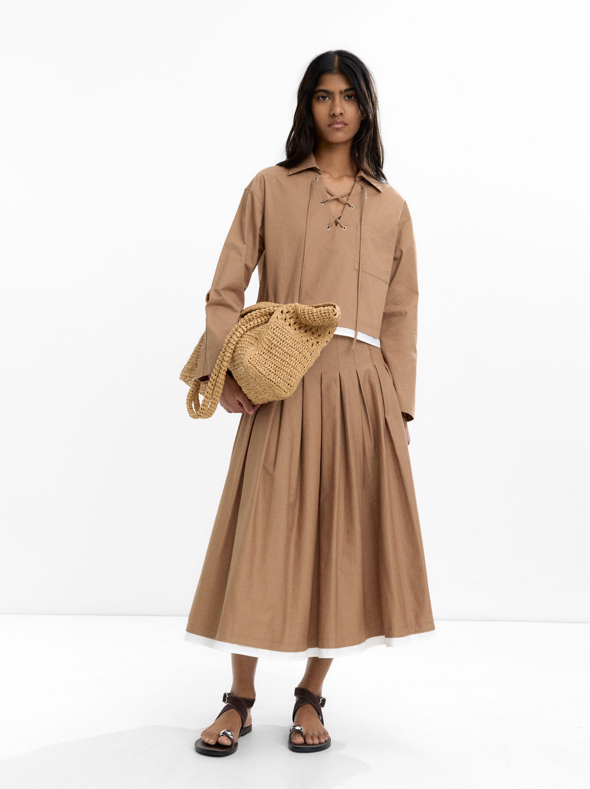 Falda Midi Plisada 100% Algodón