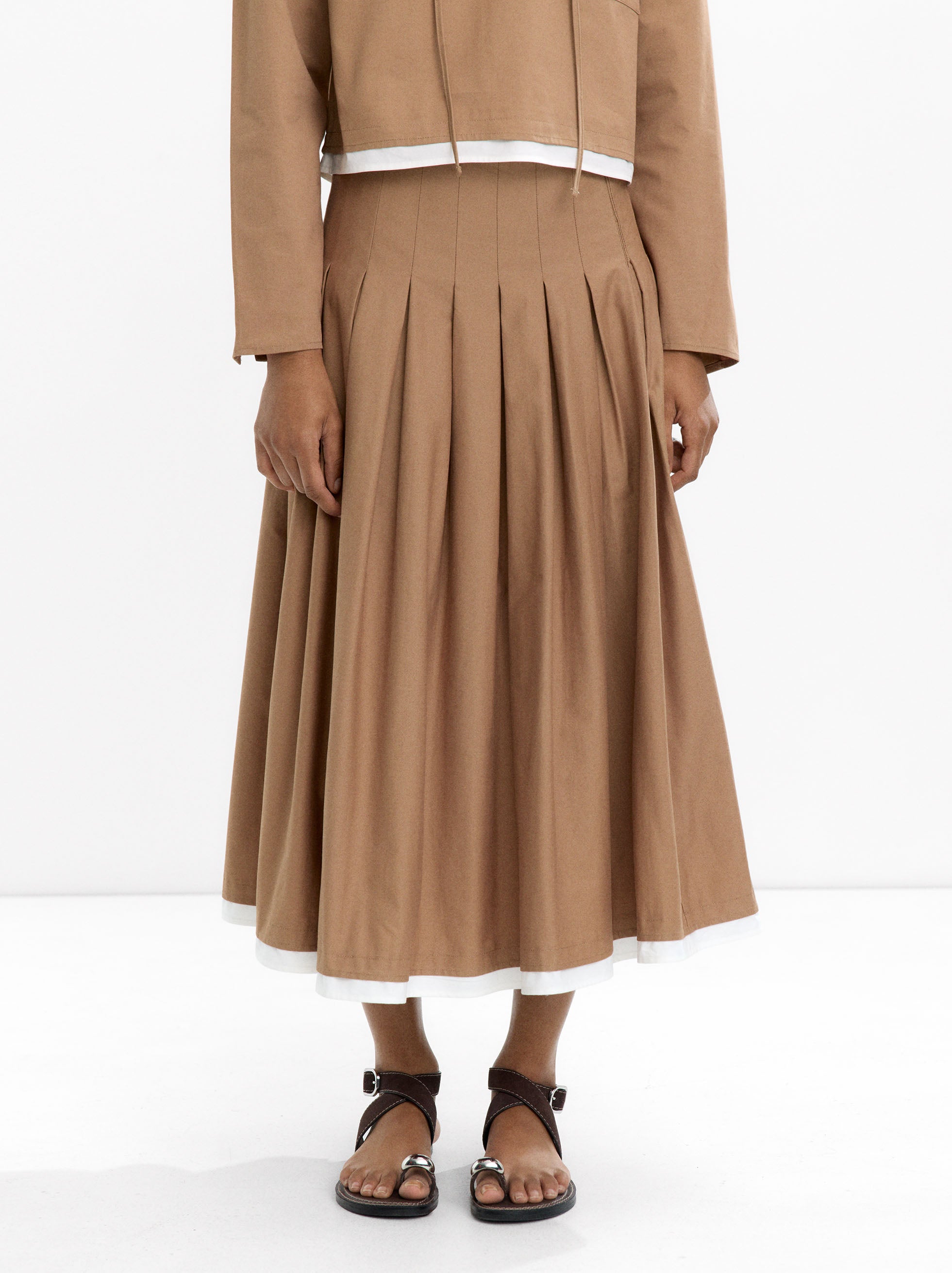 Falda Midi Plisada 100% Algodón