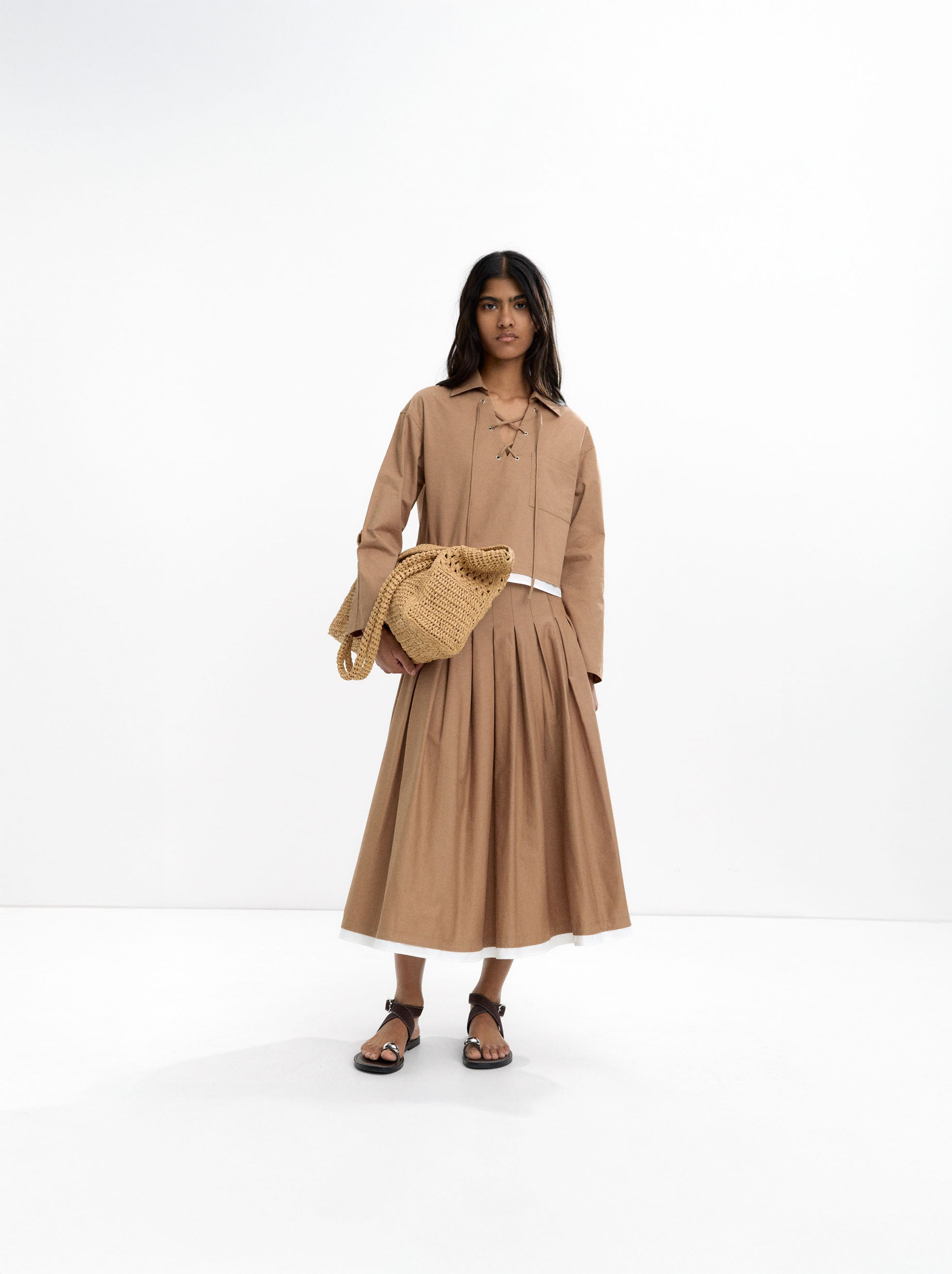 Falda Midi Plisada 100% Algodón