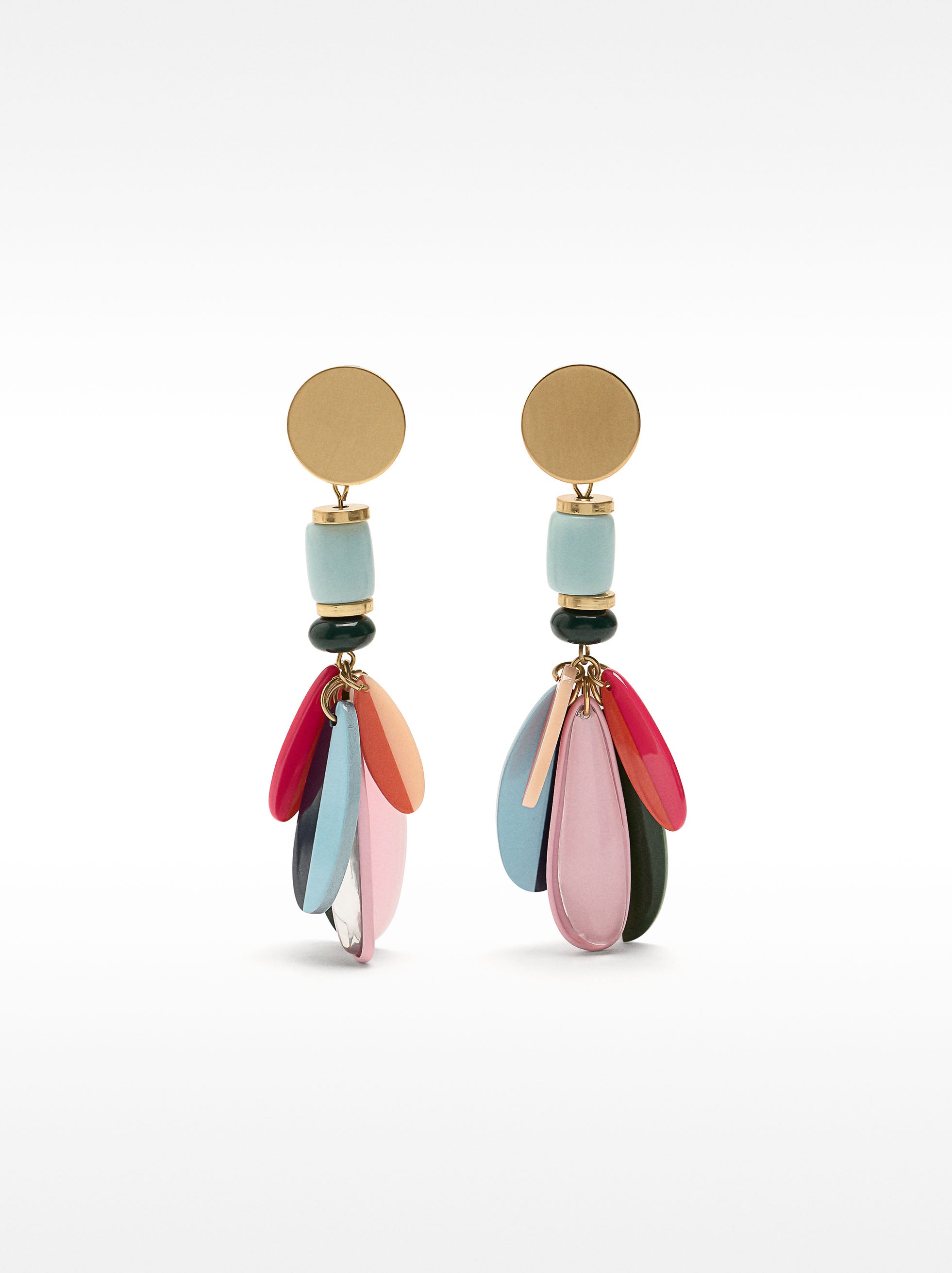 Aretes Largos Con Pétalos Multicolores