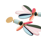 Pendientes Largos Con Pétalos Multicolores