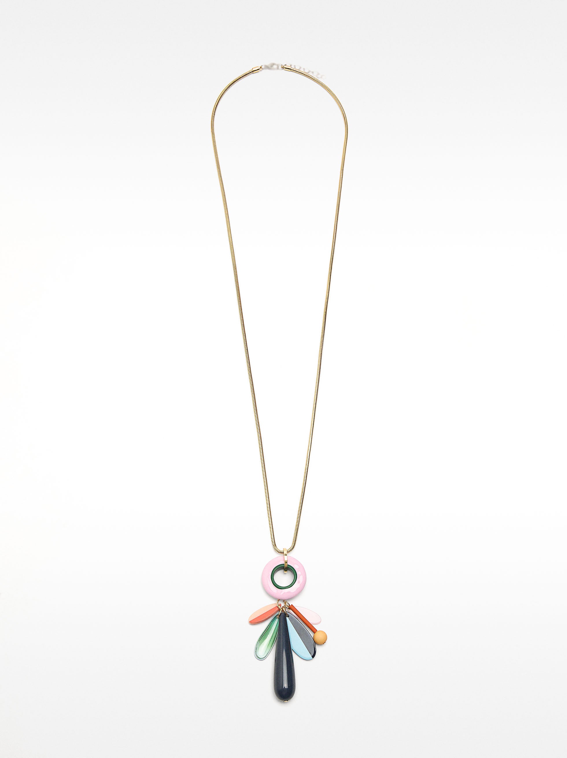 Collar Largo Con Colgante Multicolor