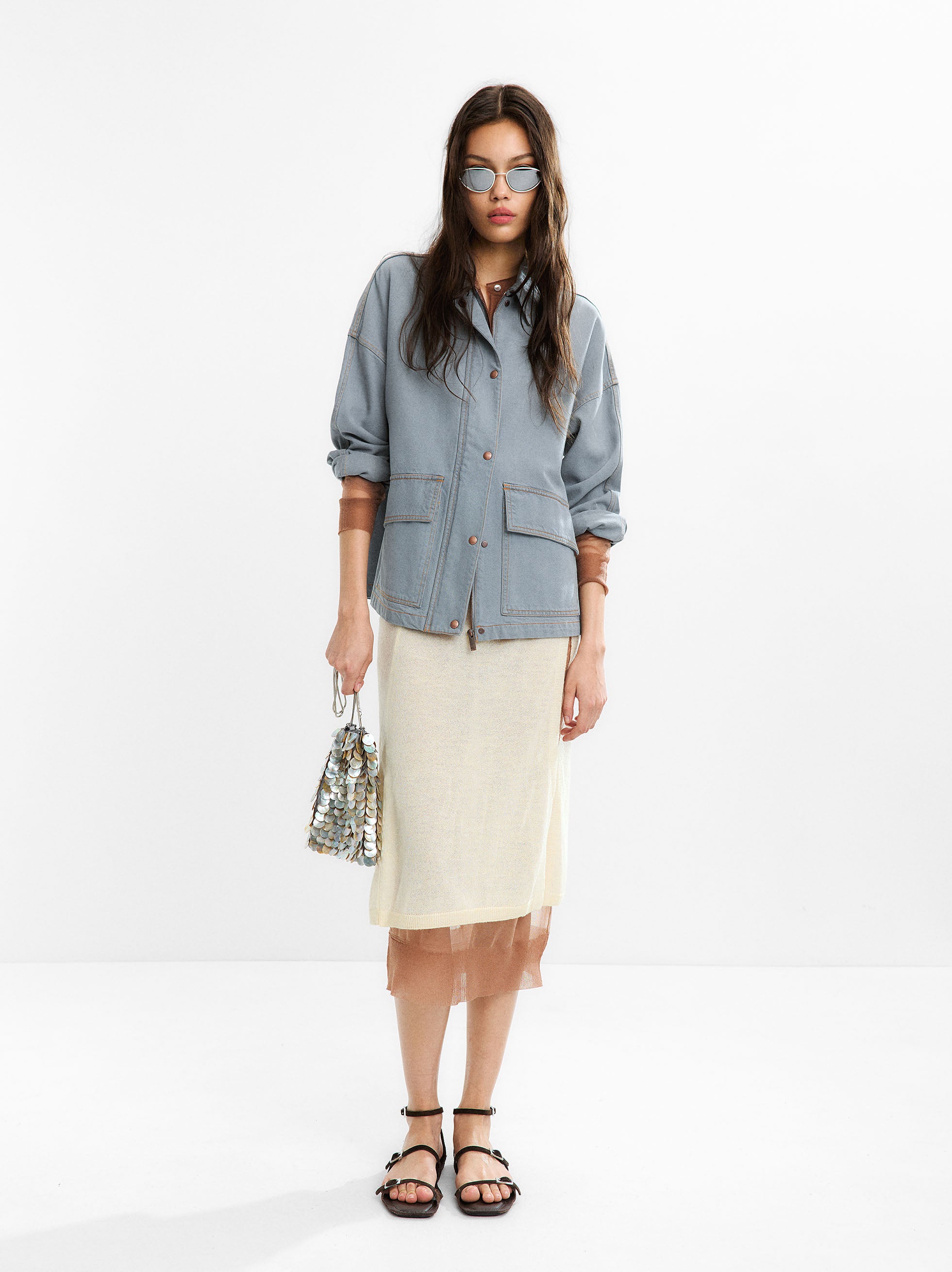 Chaqueta Denim Con Algodón