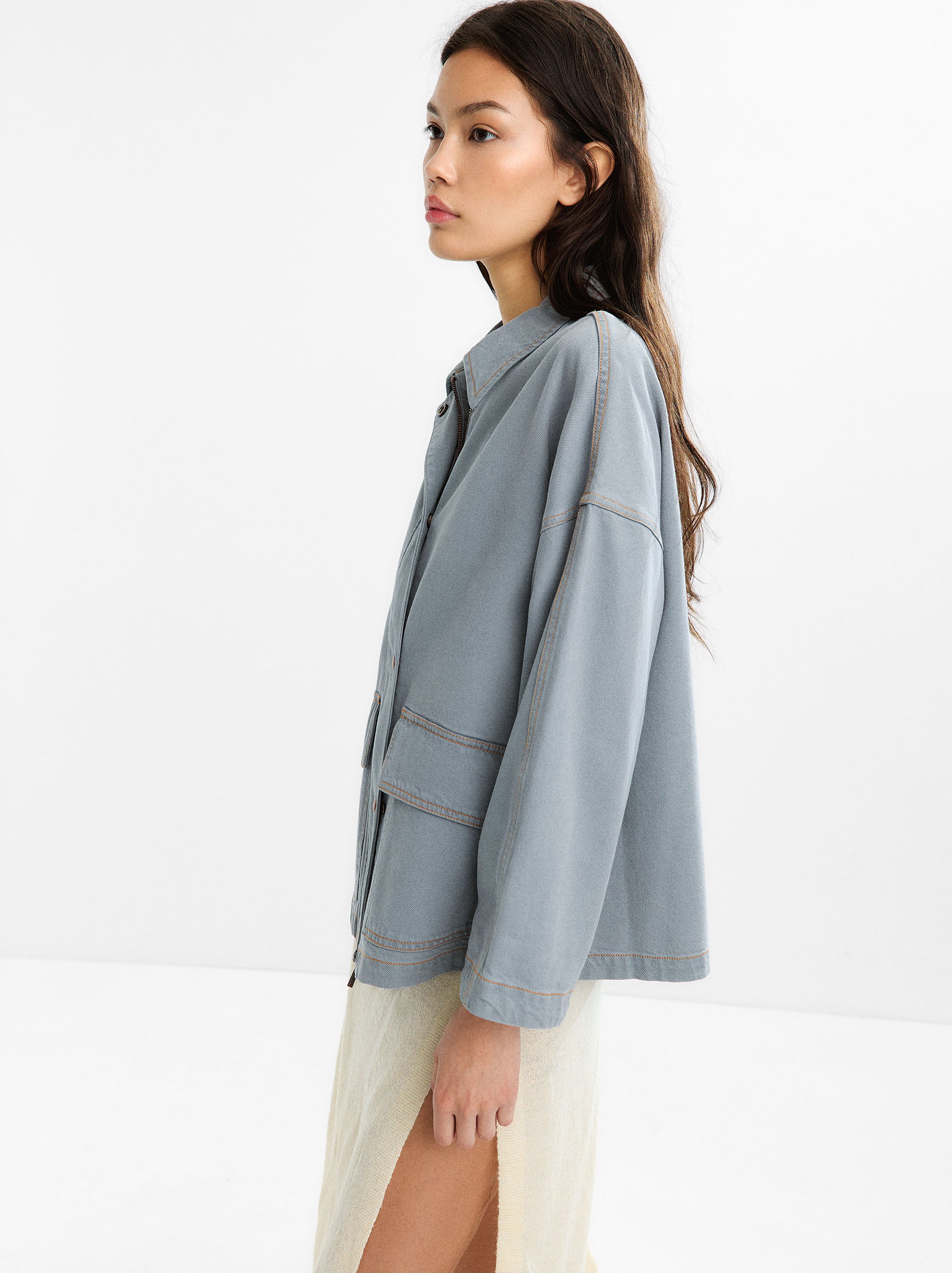 Chaqueta Denim Con Algodón