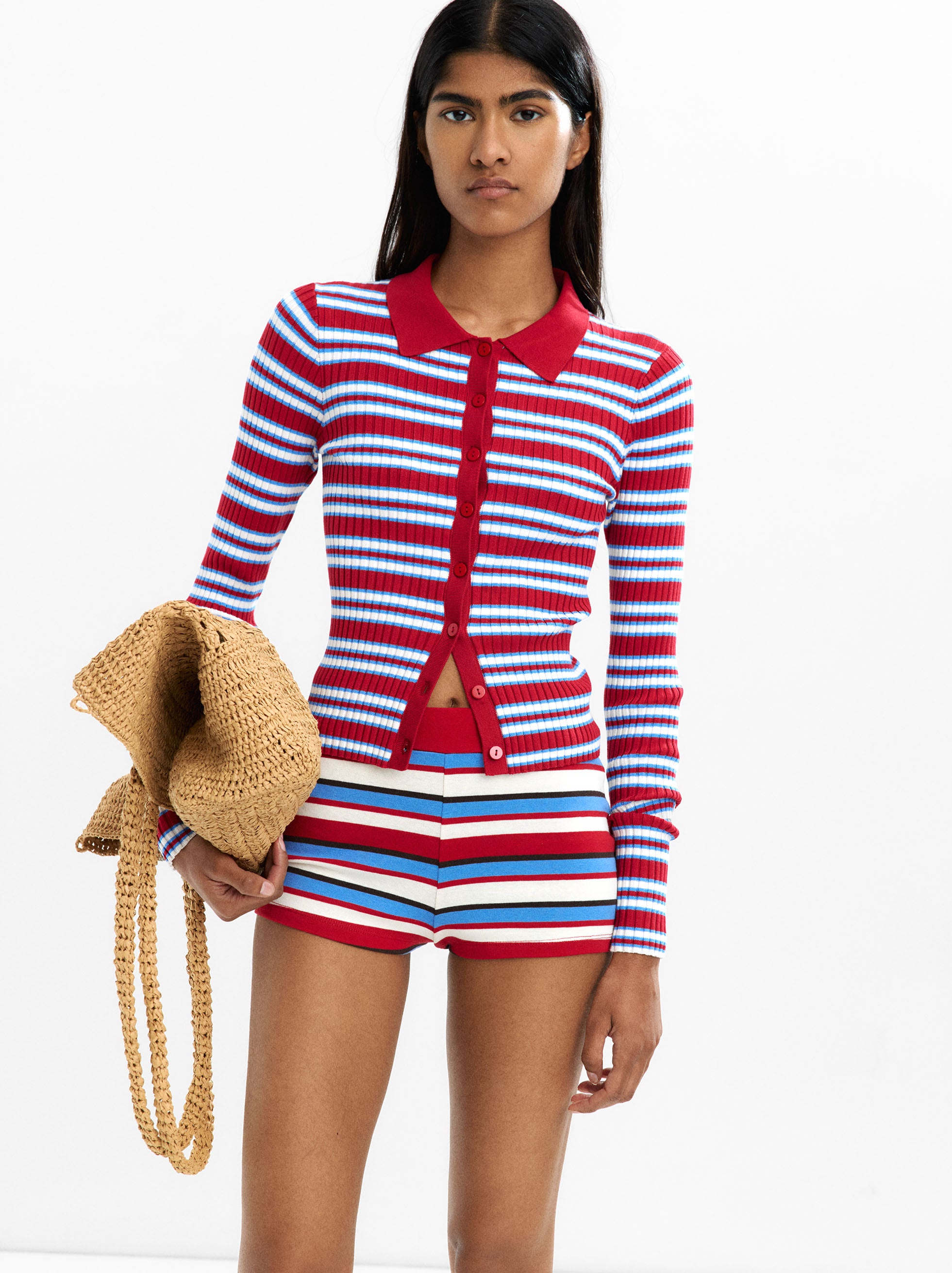 Cárdigan De Punto A Rayas