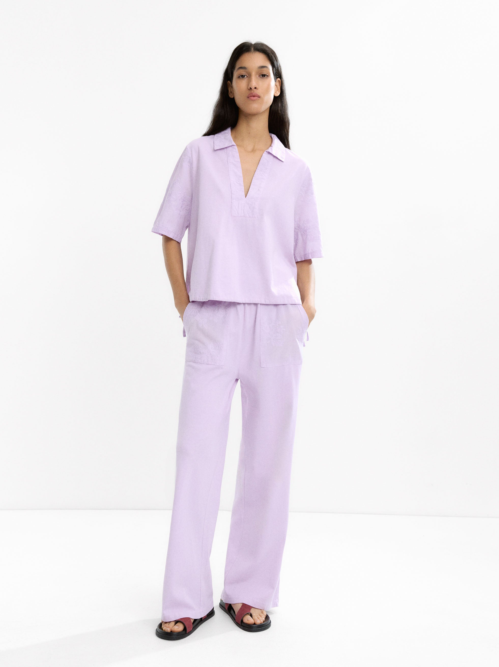 Blusa Con Bordados 100% De Algodón