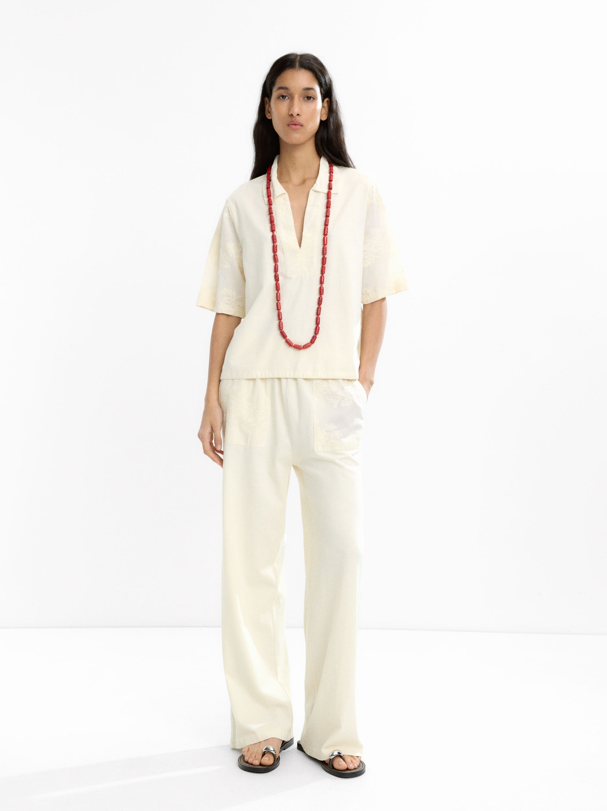 Pantalón 100 % Algodón Con Bordado