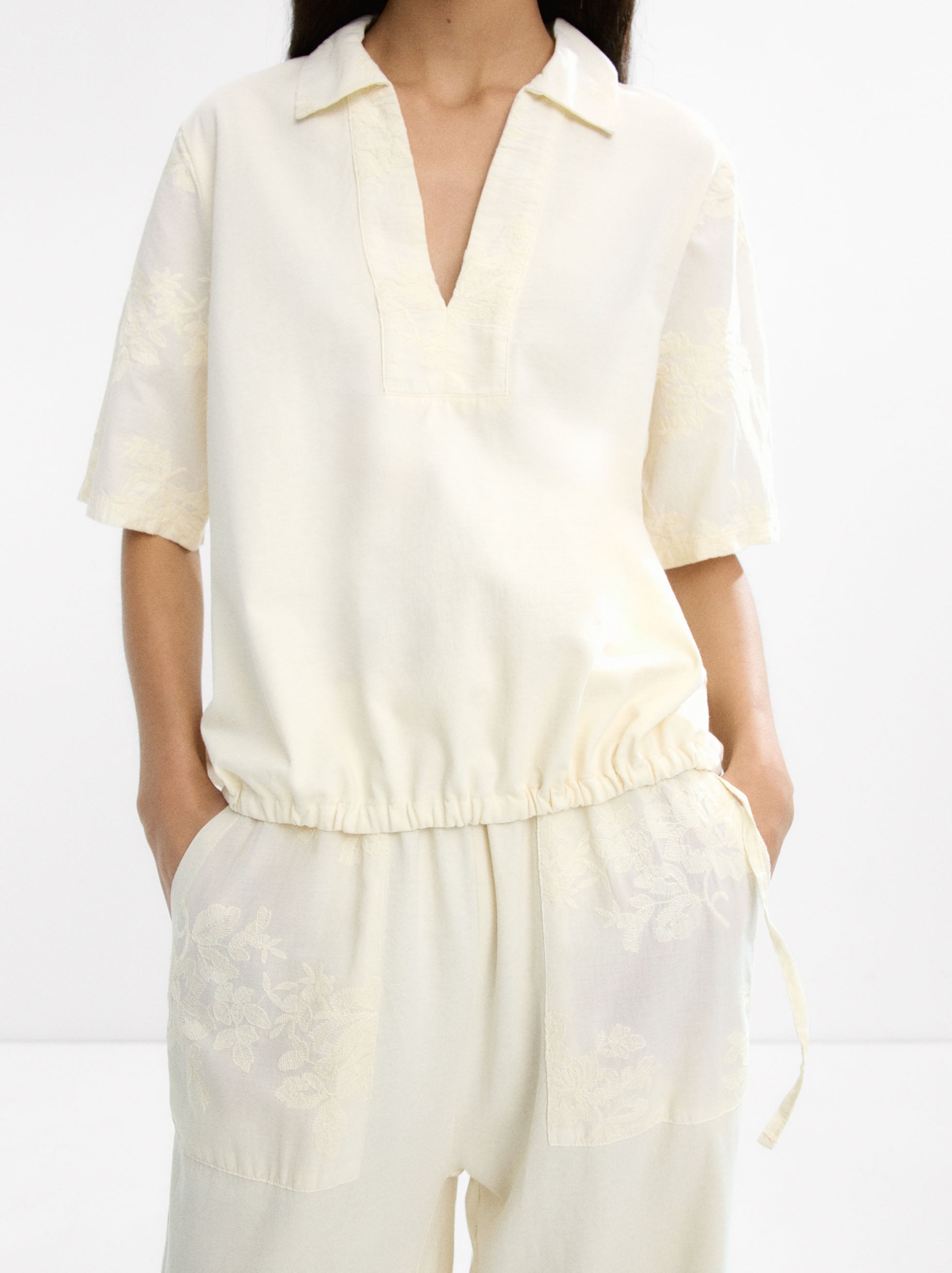 Pantalón 100 % Algodón Con Bordado