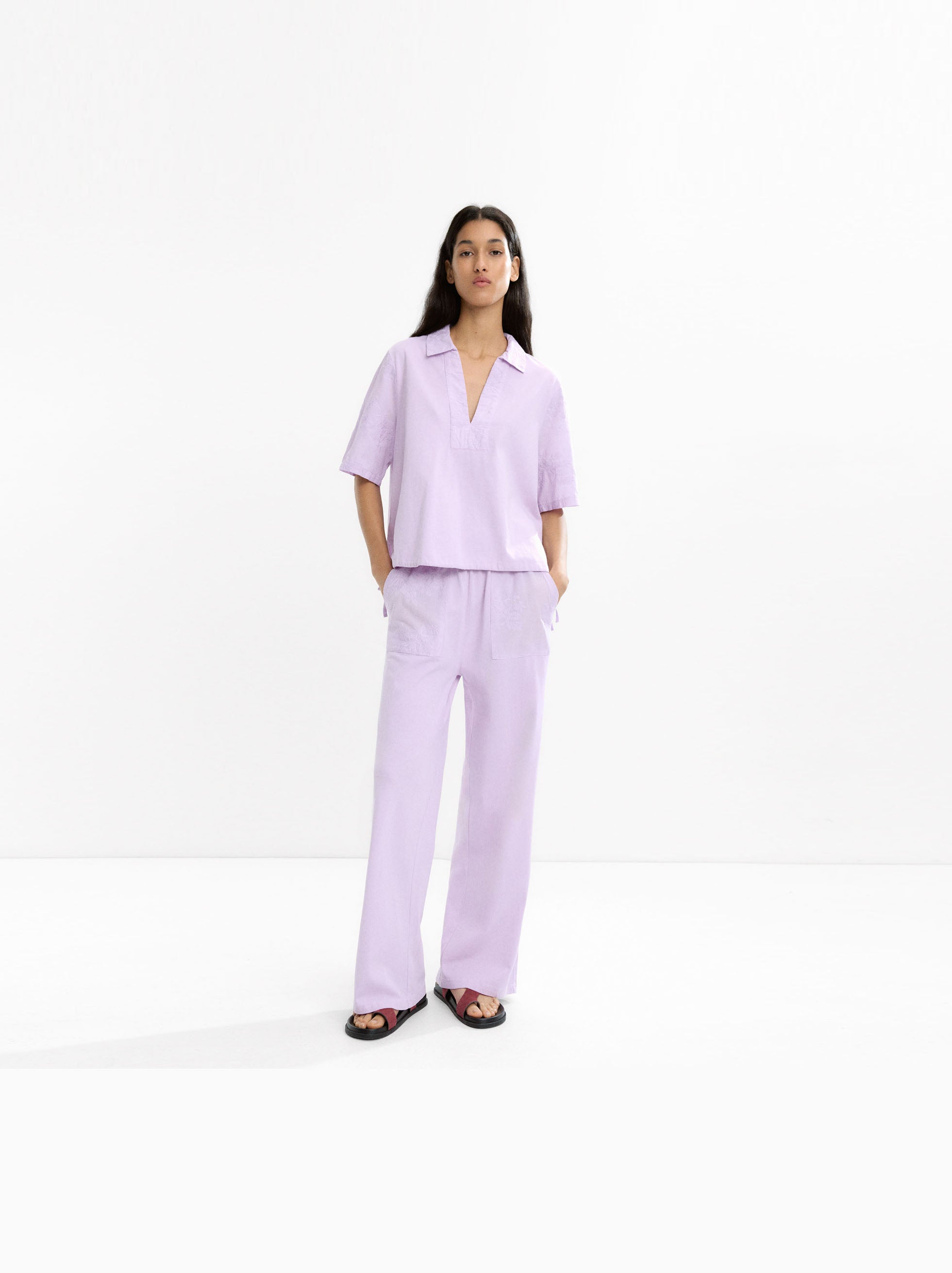 Pantalón 100 % Algodón Con Bordado