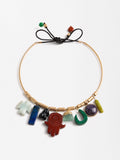 Collar Rígido Con Colgantes De Piedra
