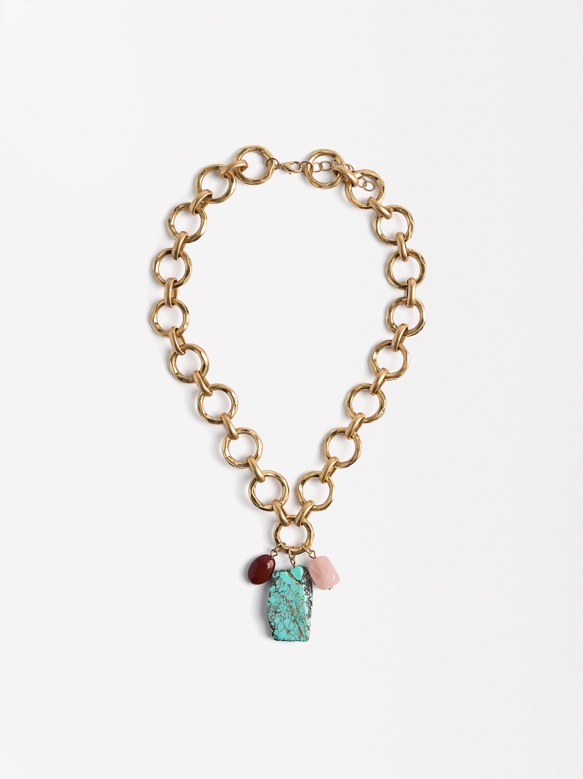 Collar Corto De Eslabones Con Piedras