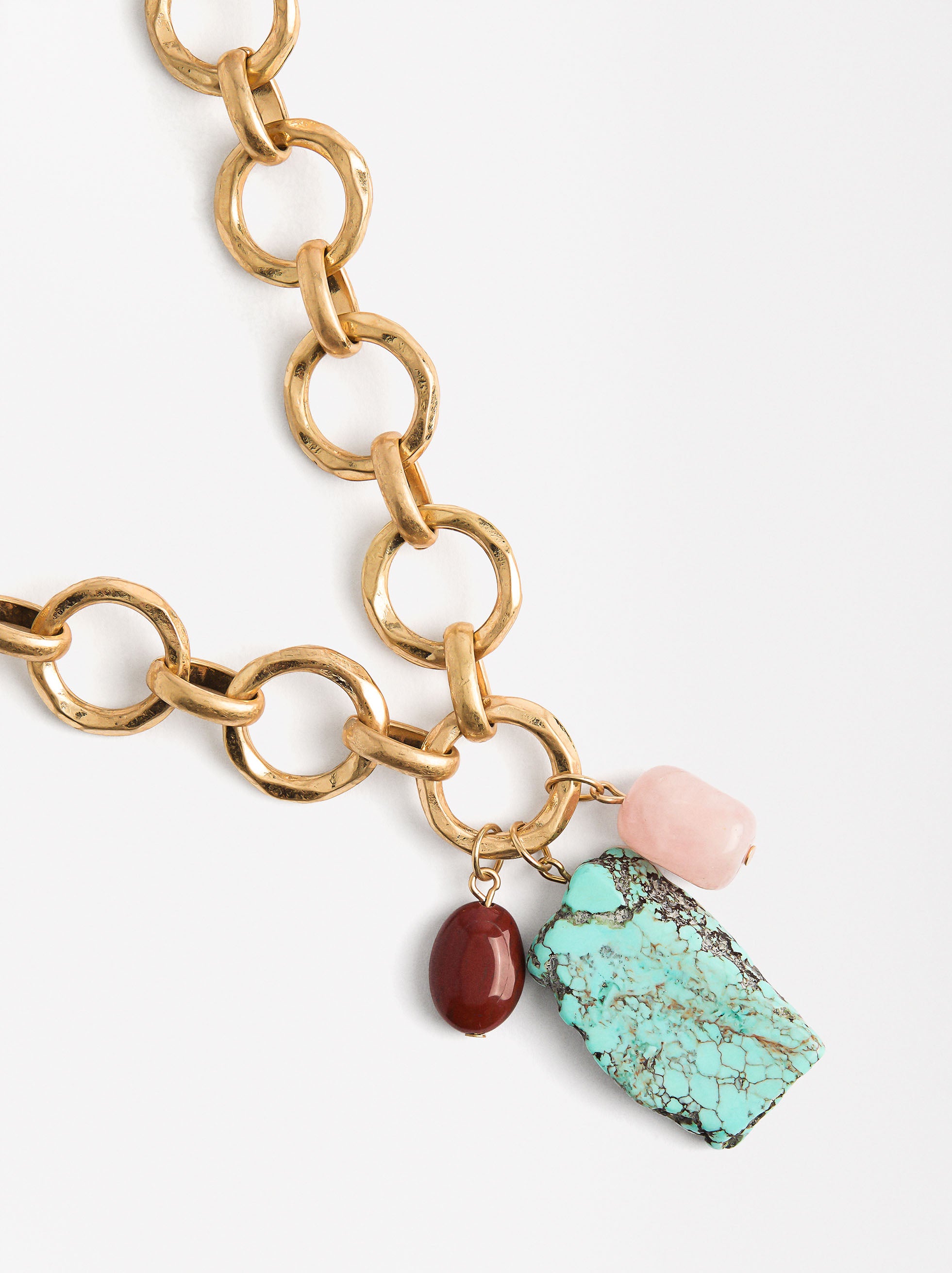 Collar Corto De Eslabones Con Piedras