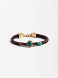 Pulsera De Cordón De Piel Con Piedras